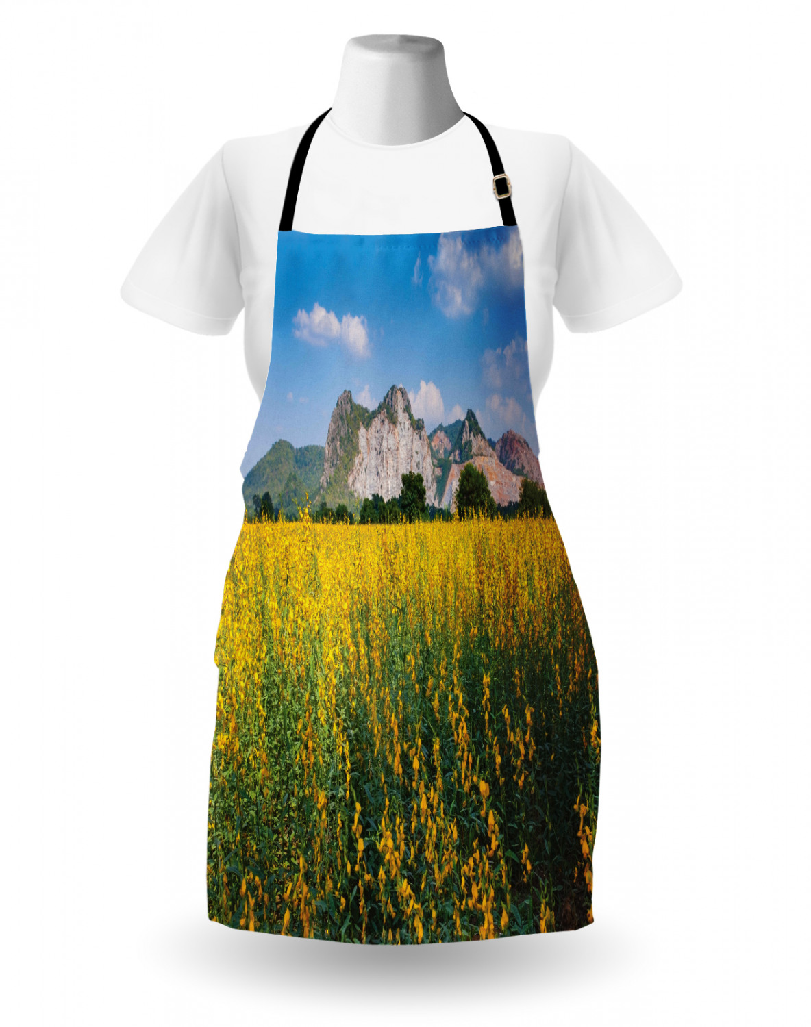 Ambesonne Apron Bib with Adjustable Strap for Gardening Unisex Vivid Colors