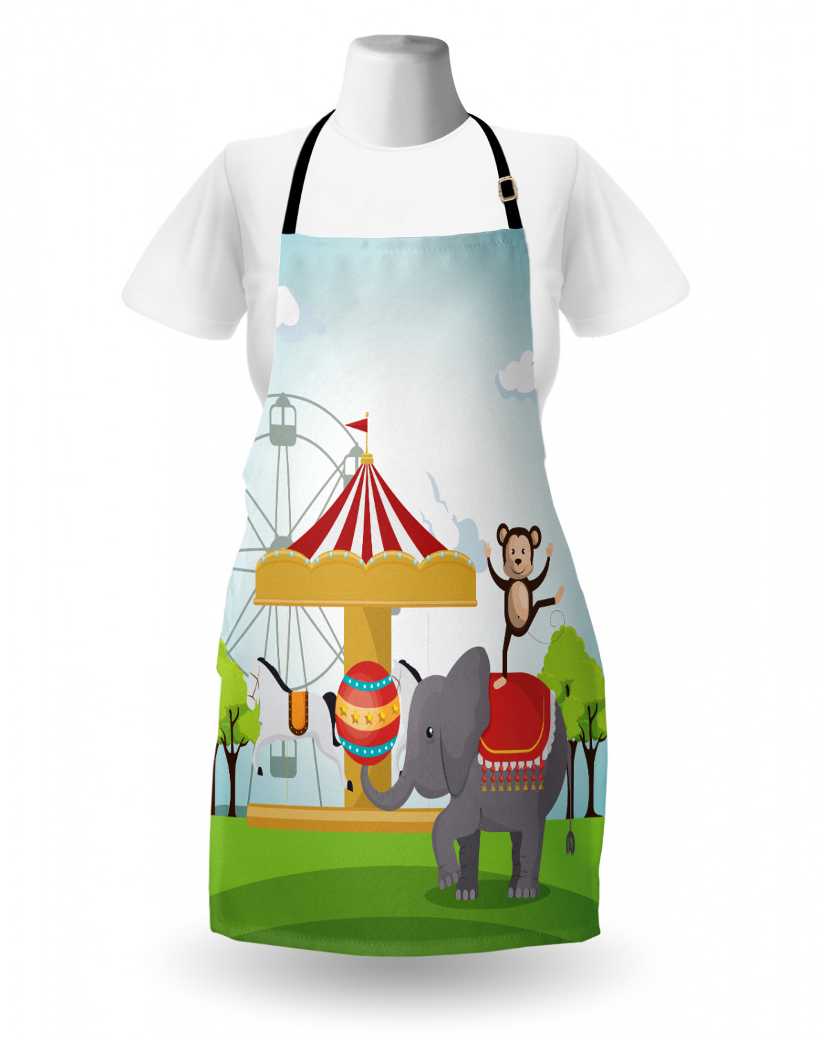 Ambesonne Apron Bib with Adjustable Strap for Gardening Unisex Vivid Colors