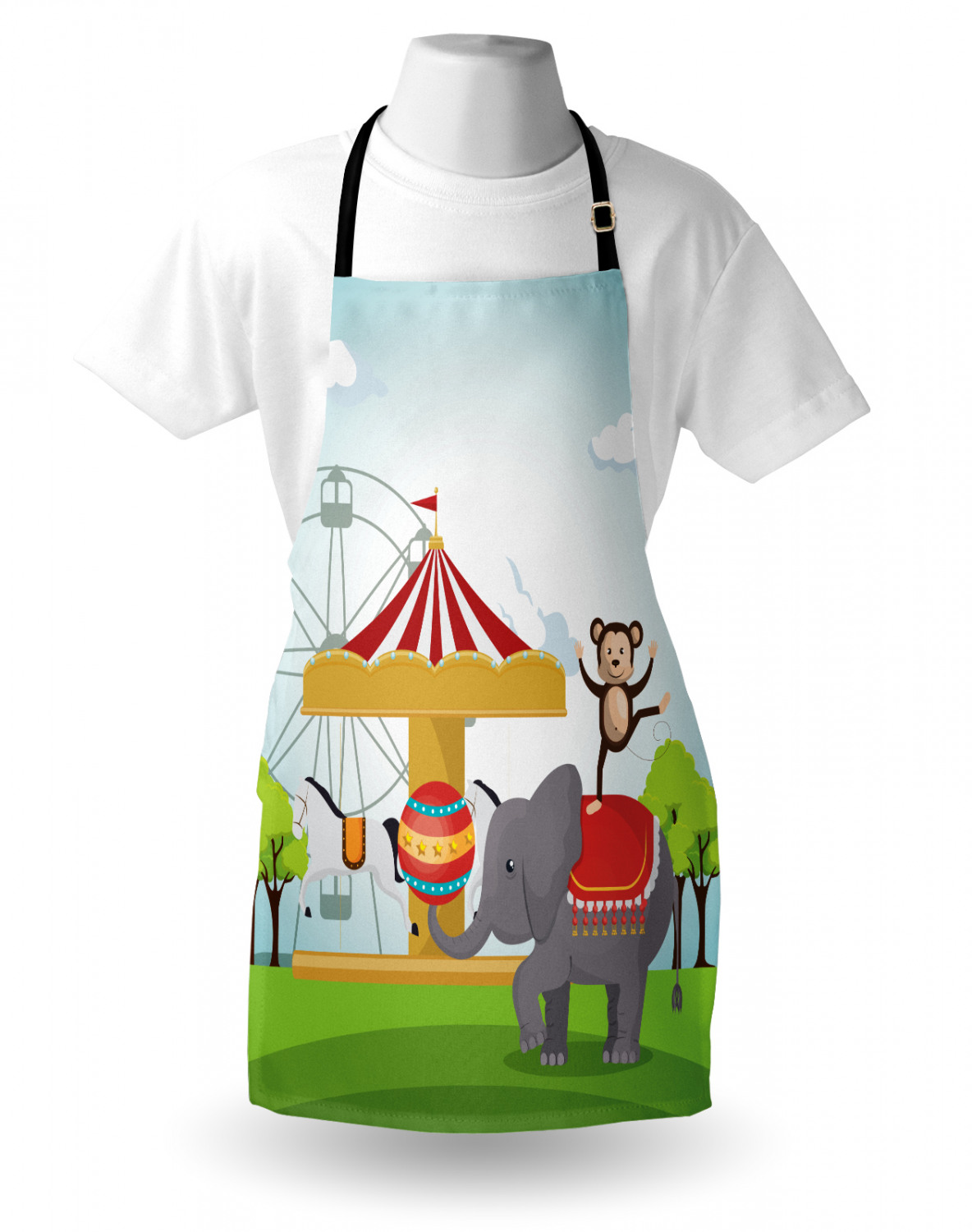 Ambesonne Apron Bib with Adjustable Strap for Gardening Unisex Vivid Colors