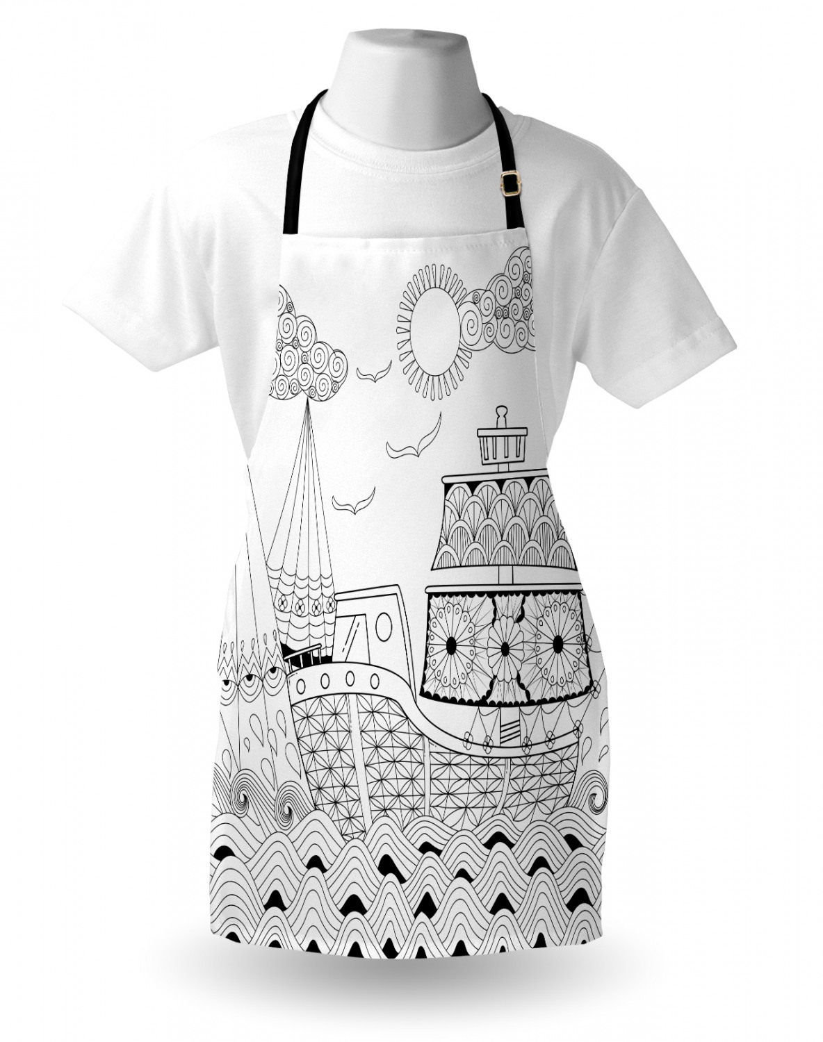 Ambesonne Standard Size Apron Bib Adjustable Strap for Gardening and Cooking