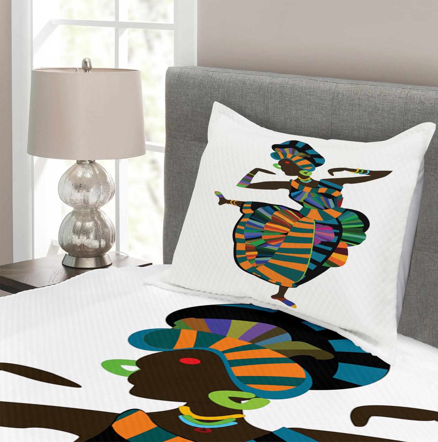 Ethnic African Zulu Girls Print Details about   Afro Quilted Coverlet & Pillow Shams Set 