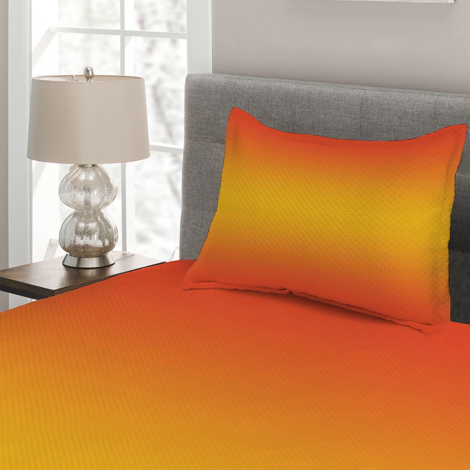 Sunny Summer Themed Art Print Details about   Ombre Quilted Bedspread & Pillow Shams Set 