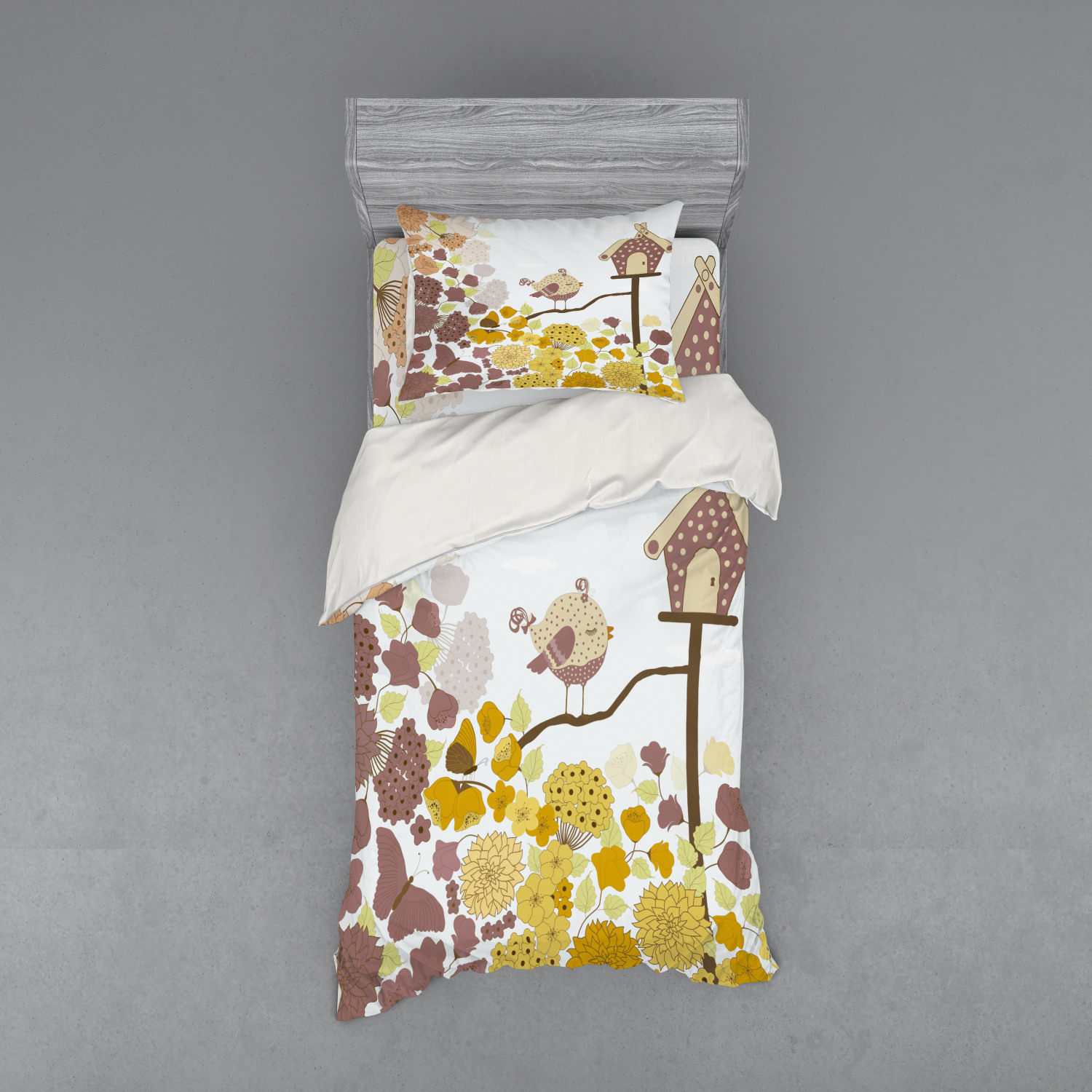 Ambesonne Spring Bedding Set Duvet Cover Sham Fitted Sheet in 3 Sizes - Picture 97 of 240