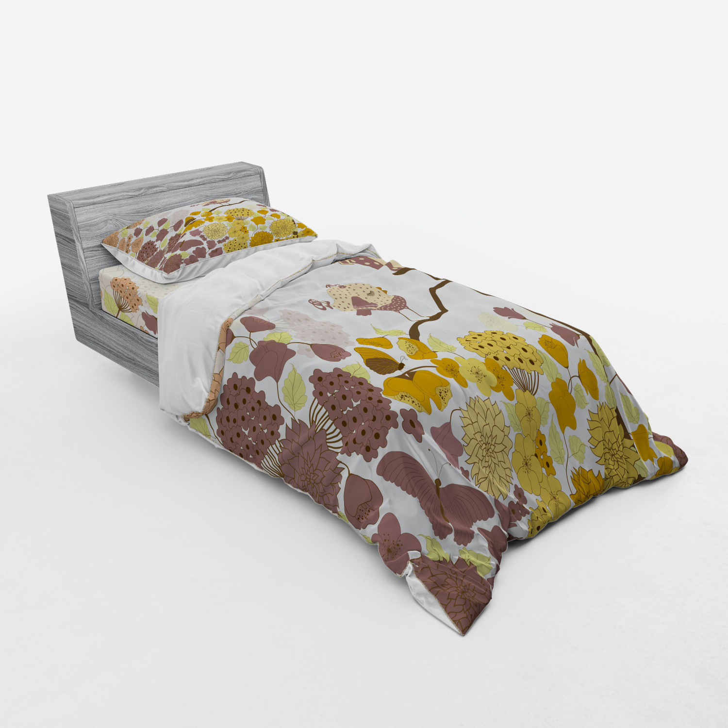 Ambesonne Spring Bedding Set Duvet Cover Sham Fitted Sheet in 3 Sizes - Picture 98 of 240