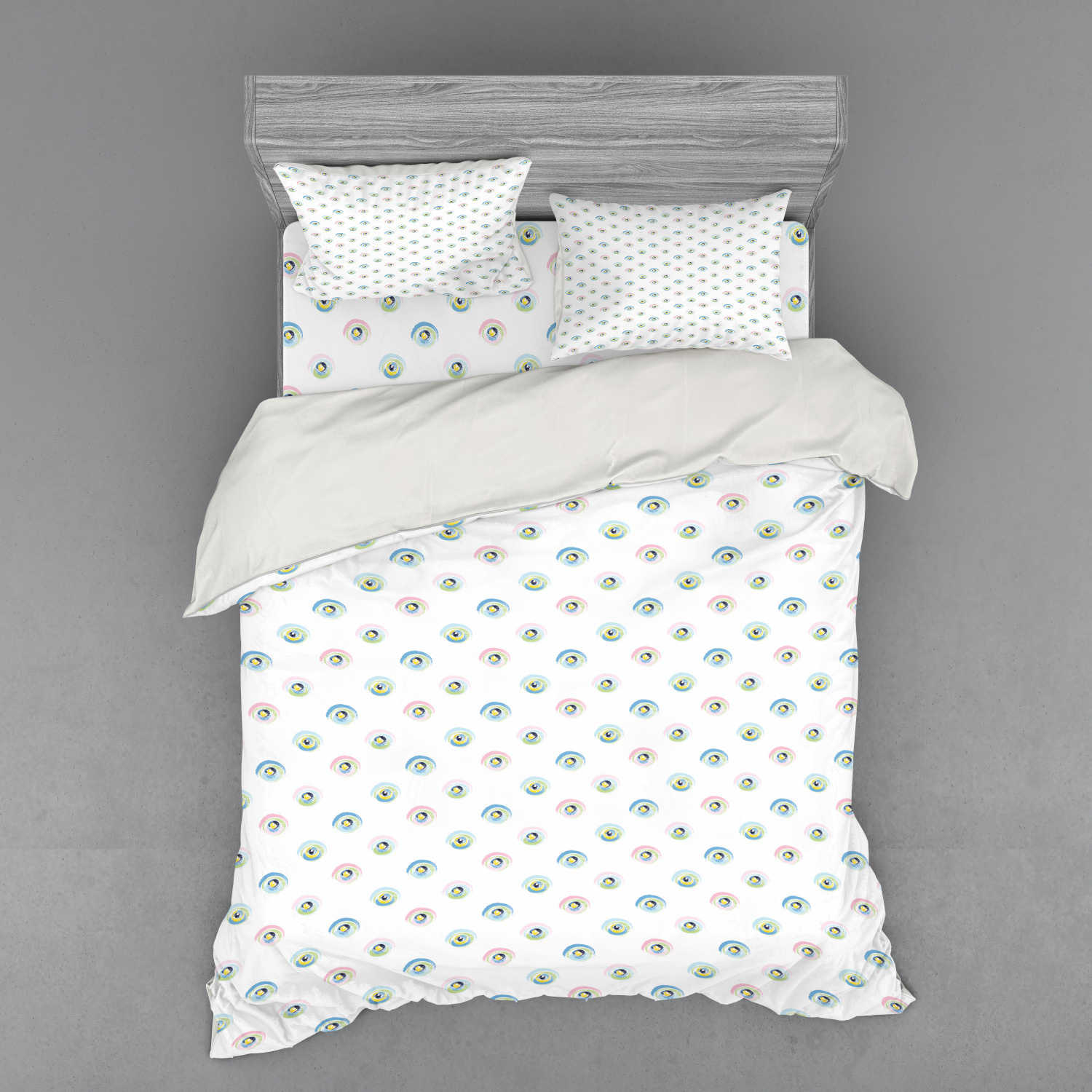 Ambesonne Pastel Design Bedding Set Duvet Cover Sham Fitted Sheet in 3 Sizes - Picture 155 of 236