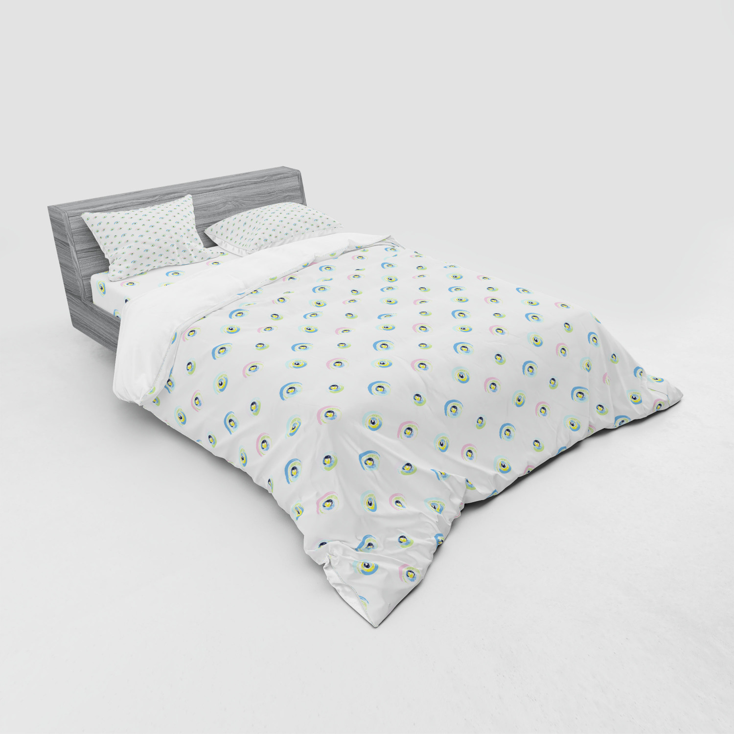 Ambesonne Pastel Design Bedding Set Duvet Cover Sham Fitted Sheet in 3 Sizes - Picture 156 of 236