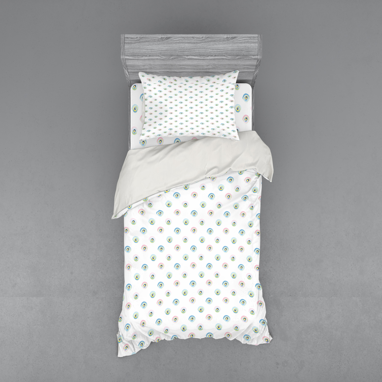 Ambesonne Pastel Design Bedding Set Duvet Cover Sham Fitted Sheet in 3 Sizes - Picture 153 of 236