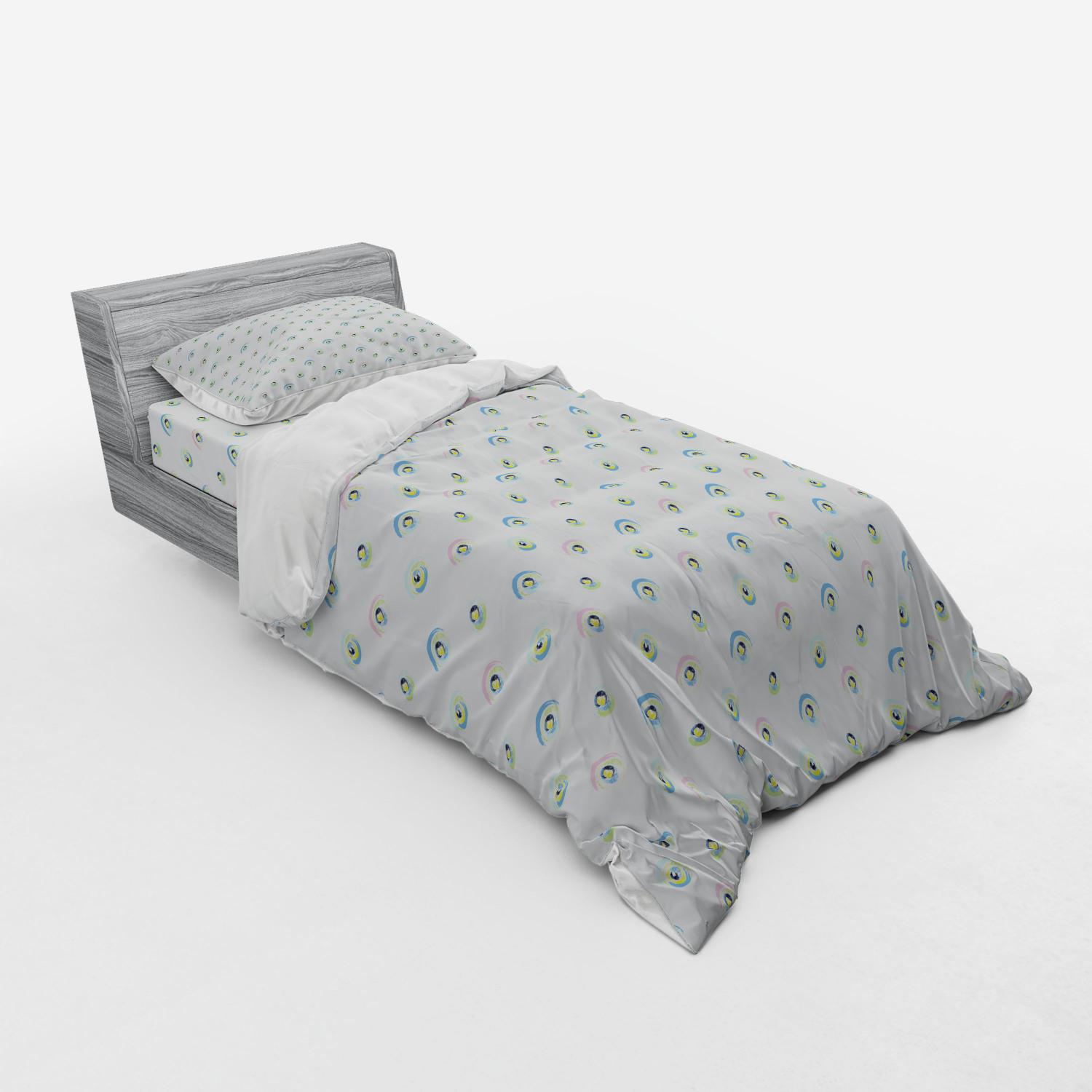 Ambesonne Pastel Design Bedding Set Duvet Cover Sham Fitted Sheet in 3 Sizes - Picture 154 of 236