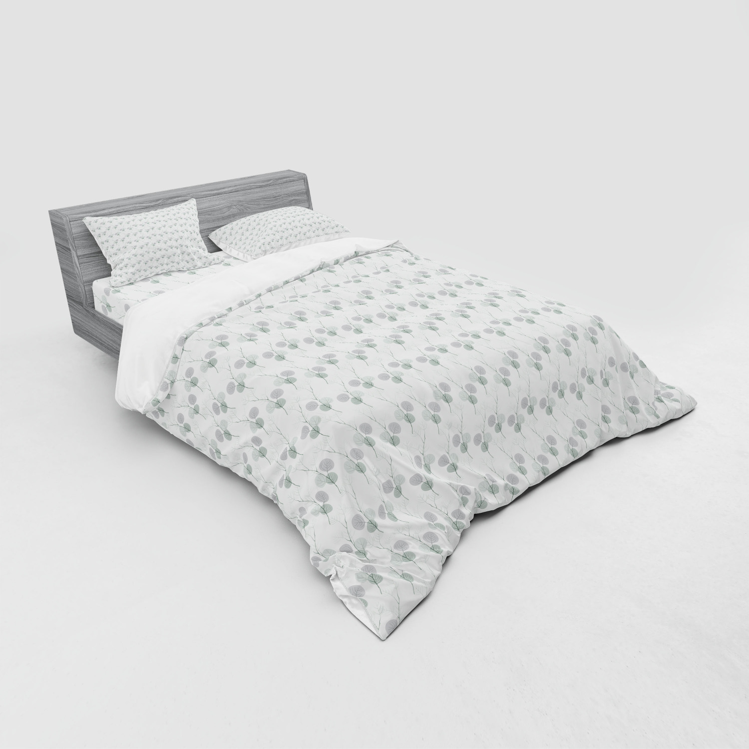 Ambesonne Leaf Print Bedding Set Duvet Cover Sham Fitted Sheet in 3 Sizes - Picture 196 of 228