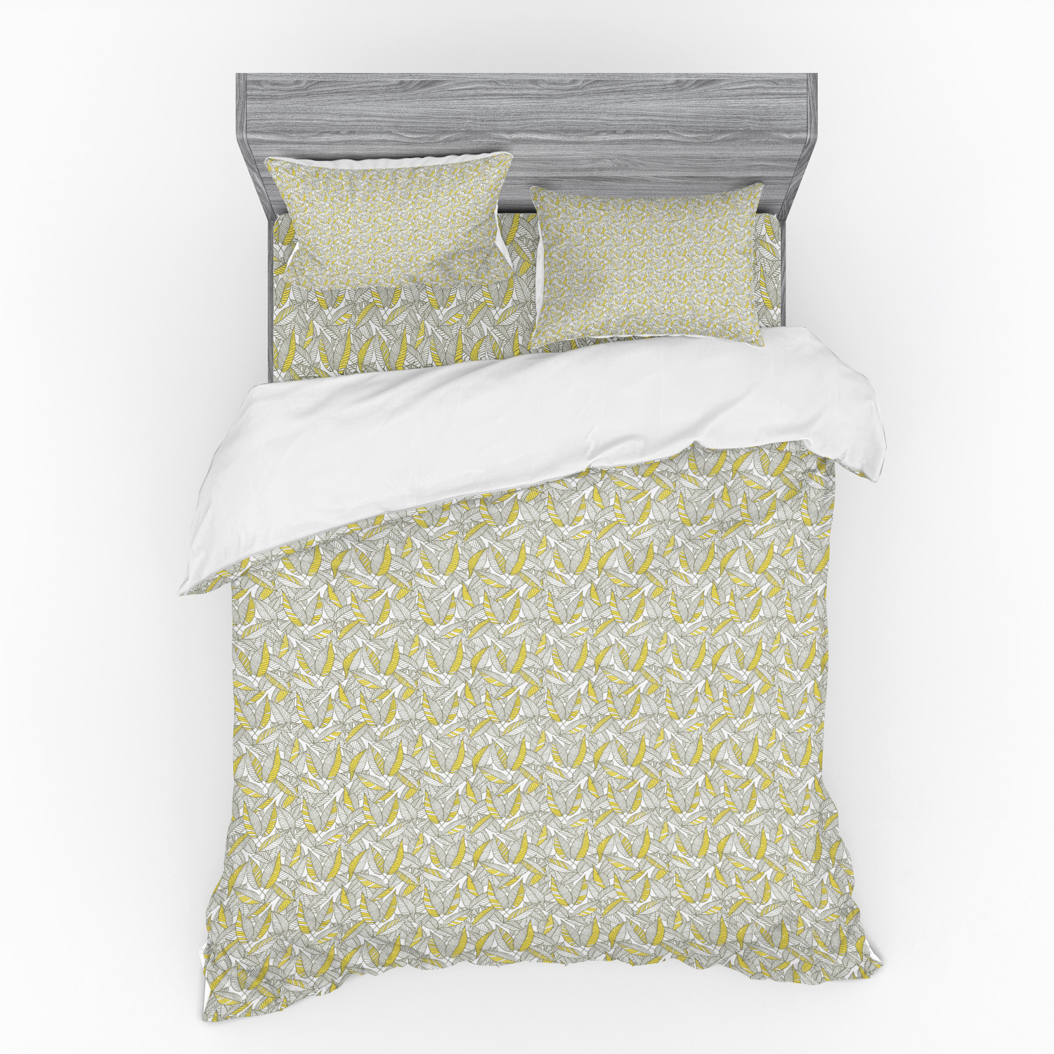 Ambesonne Leaf Print Bedding Set Duvet Cover Sham Fitted Sheet in 3 Sizes - Picture 183 of 228