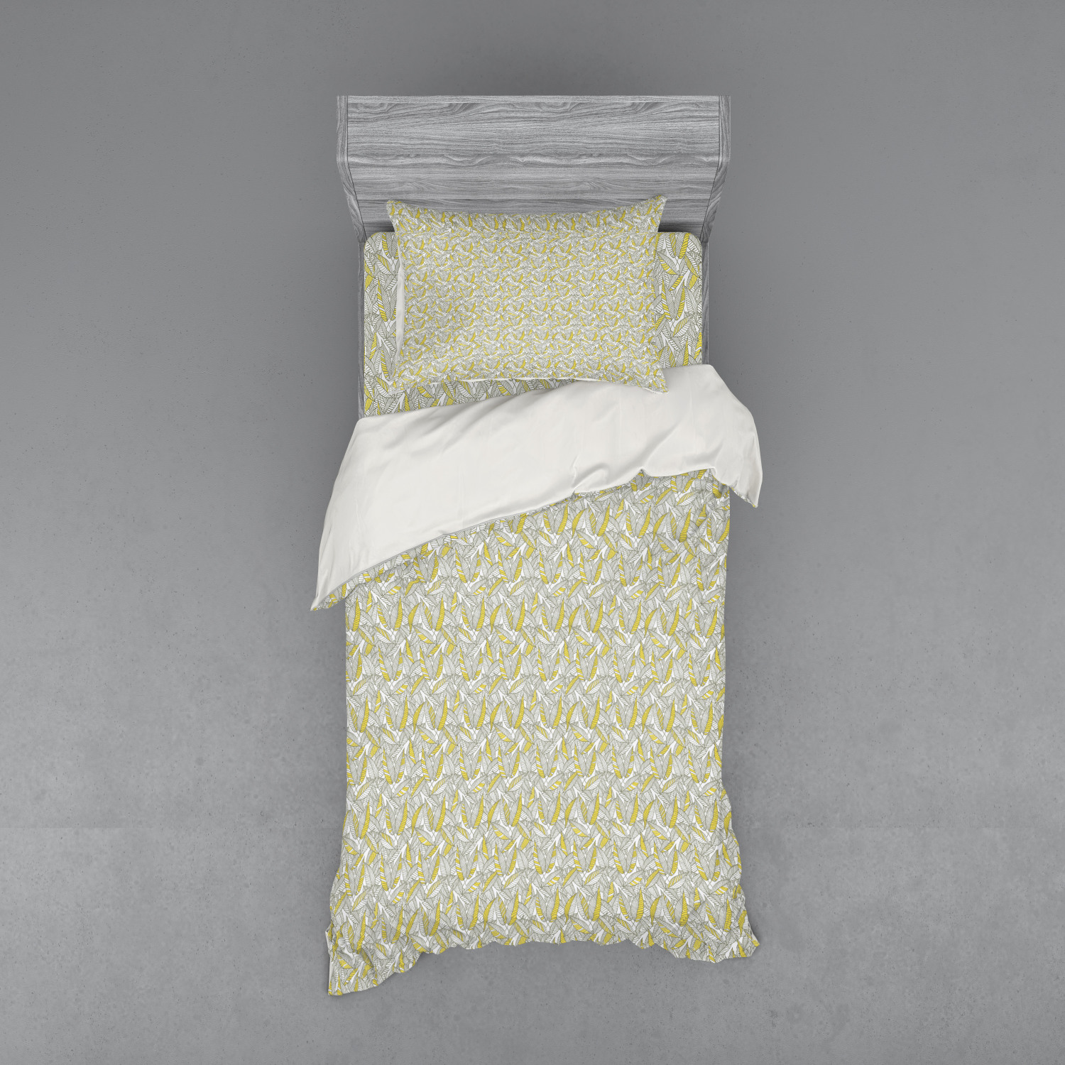Ambesonne Leaf Print Bedding Set Duvet Cover Sham Fitted Sheet in 3 Sizes - Picture 181 of 228