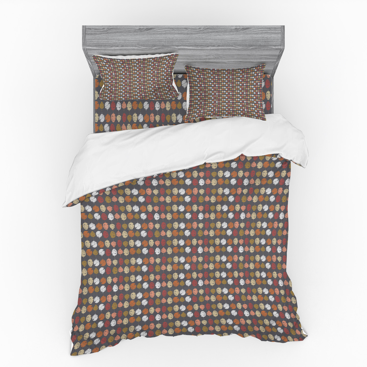 Ambesonne Leaf Print Bedding Set Duvet Cover Sham Fitted Sheet in 3 Sizes - Picture 7 of 228