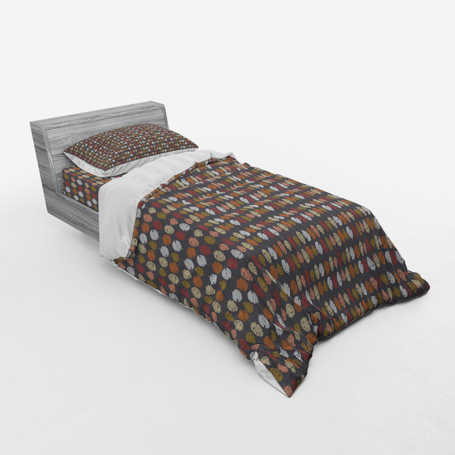Ambesonne Leaf Print Bedding Set Duvet Cover Sham Fitted Sheet in 3 Sizes - Picture 6 of 228