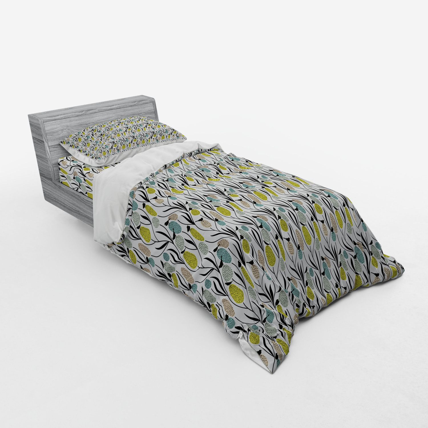 Ambesonne Spring Bedding Set Duvet Cover Sham Fitted Sheet in 3 Sizes - Picture 10 of 240