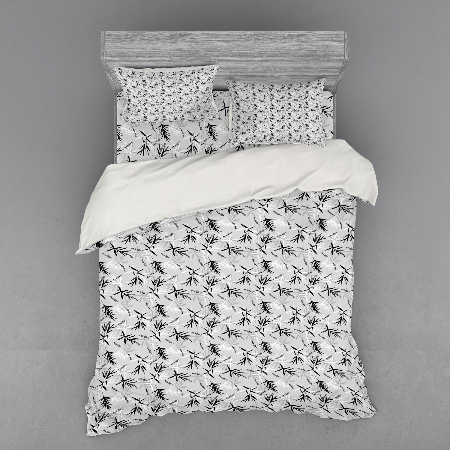 Ambesonne Leaf Print Bedding Set Duvet Cover Sham Fitted Sheet in 3 Sizes - Picture 55 of 228