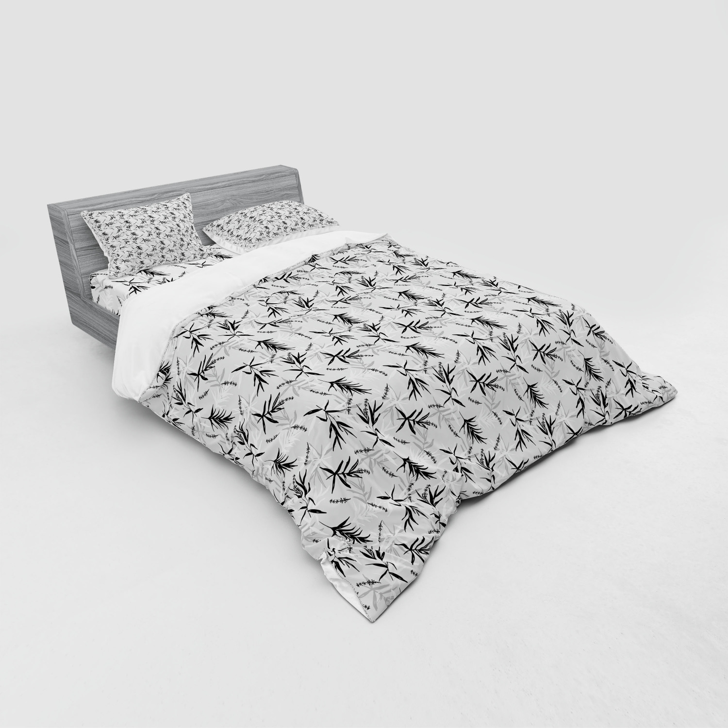 Ambesonne Leaf Print Bedding Set Duvet Cover Sham Fitted Sheet in 3 Sizes - Picture 56 of 228
