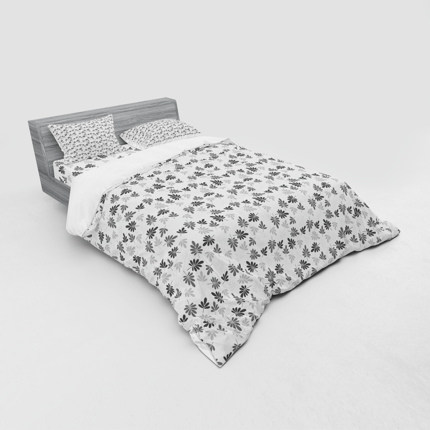 Ambesonne Leaf Print Bedding Set Duvet Cover Sham Fitted Sheet in 3 Sizes - Picture 16 of 228