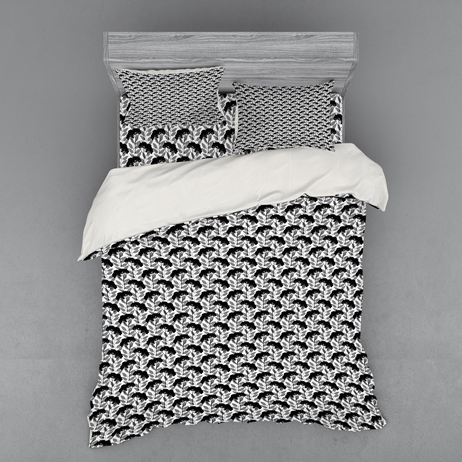 Ambesonne Leaf Print Bedding Set Duvet Cover Sham Fitted Sheet in 3 Sizes - Picture 191 of 228