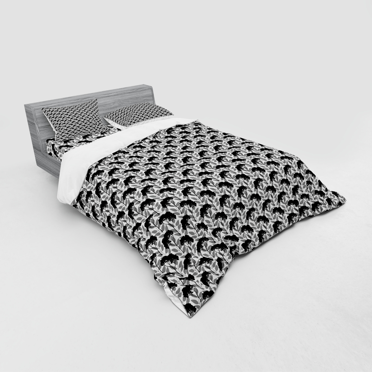 Ambesonne Leaf Print Bedding Set Duvet Cover Sham Fitted Sheet in 3 Sizes - Picture 192 of 228