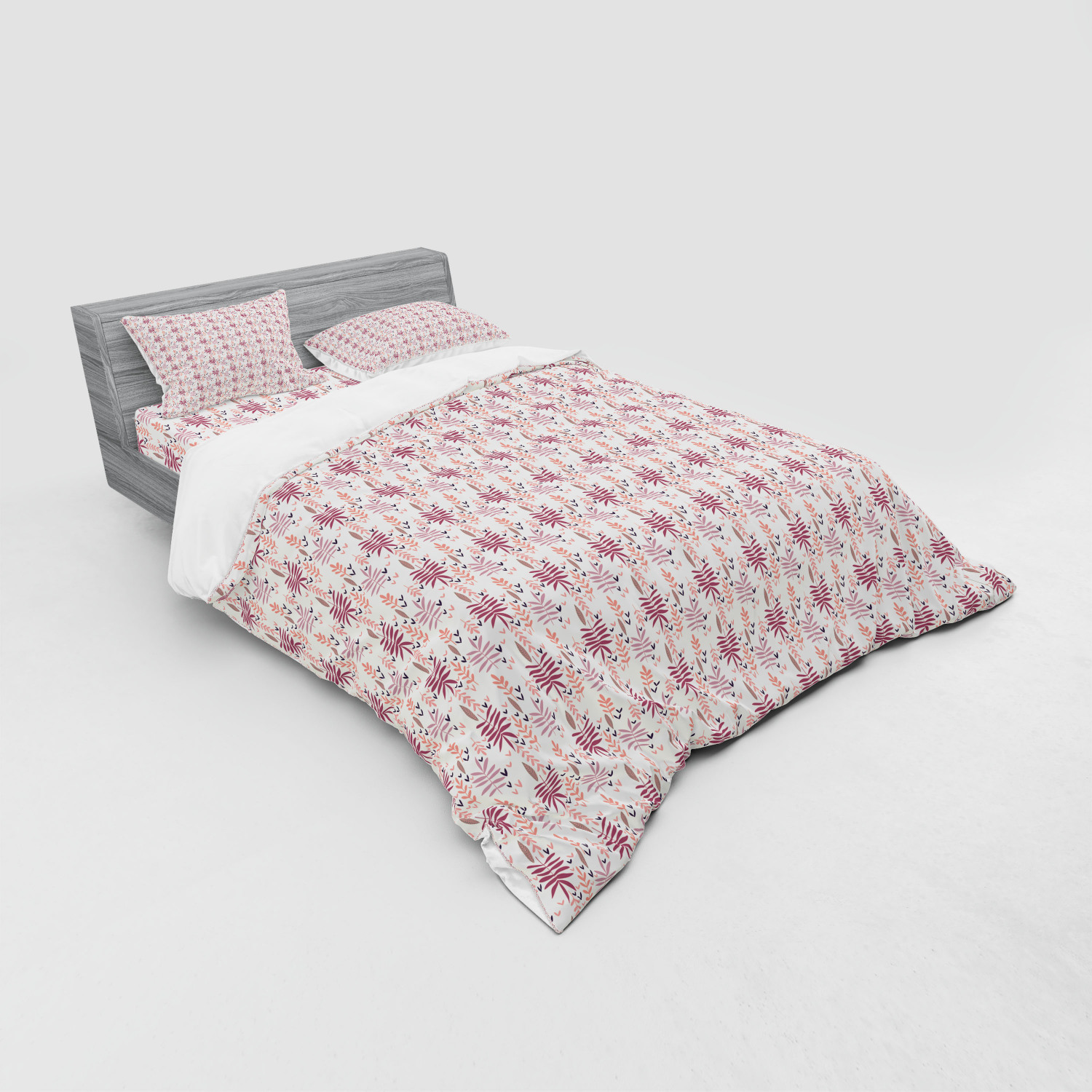 Ambesonne Leaf Print Bedding Set Duvet Cover Sham Fitted Sheet in 3 Sizes - Picture 12 of 228