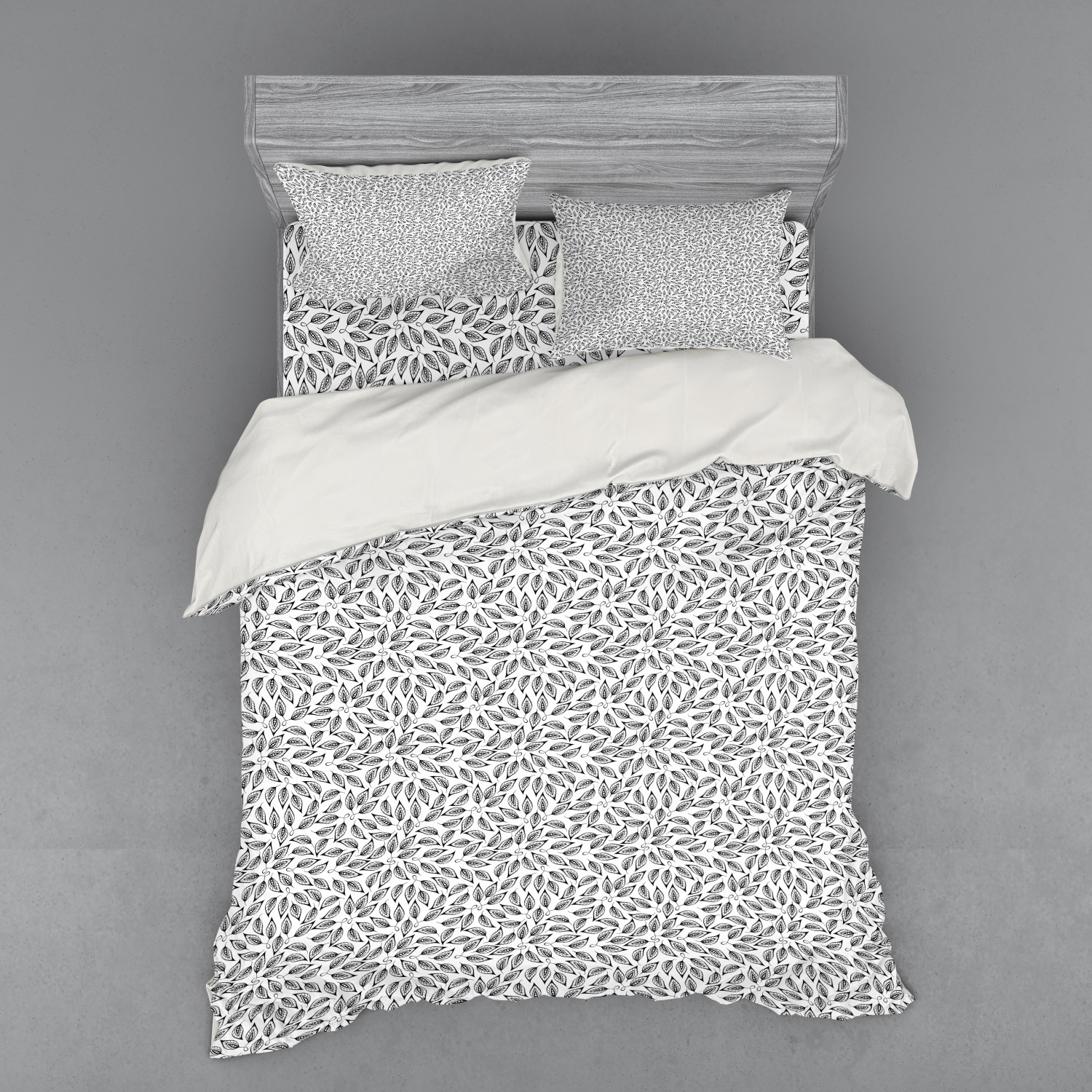 Ambesonne Leaf Print Bedding Set Duvet Cover Sham Fitted Sheet in 3 Sizes - Picture 123 of 228