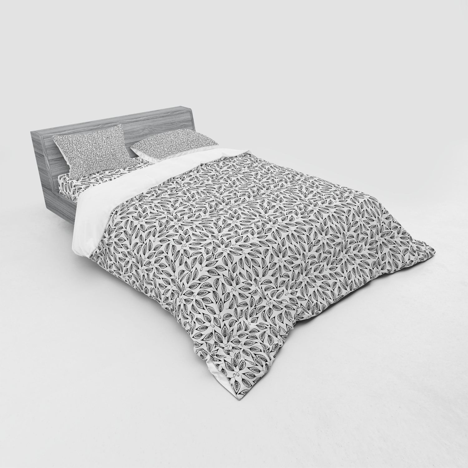 Ambesonne Leaf Print Bedding Set Duvet Cover Sham Fitted Sheet in 3 Sizes - Picture 124 of 228
