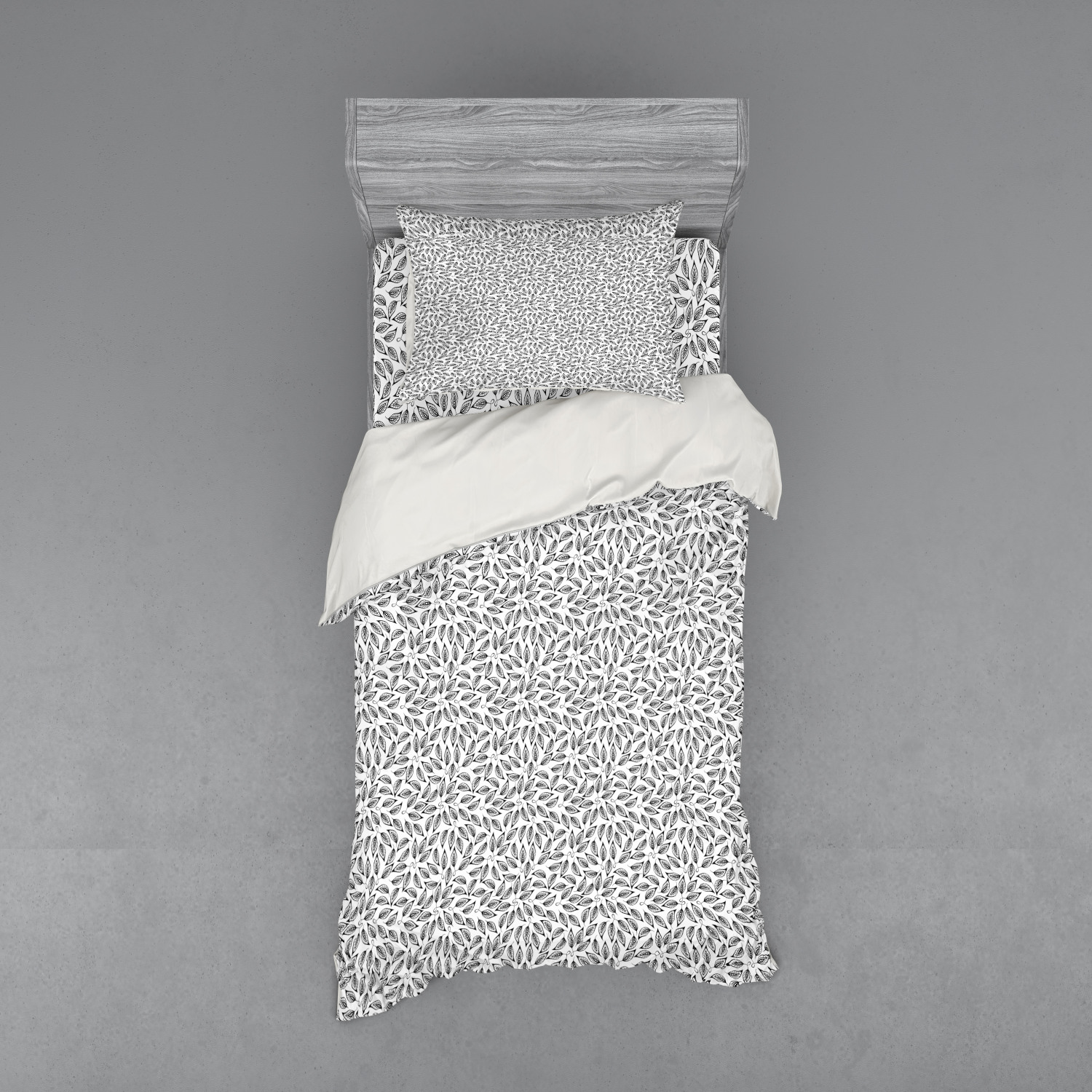 Ambesonne Leaf Print Bedding Set Duvet Cover Sham Fitted Sheet in 3 Sizes - Picture 121 of 228