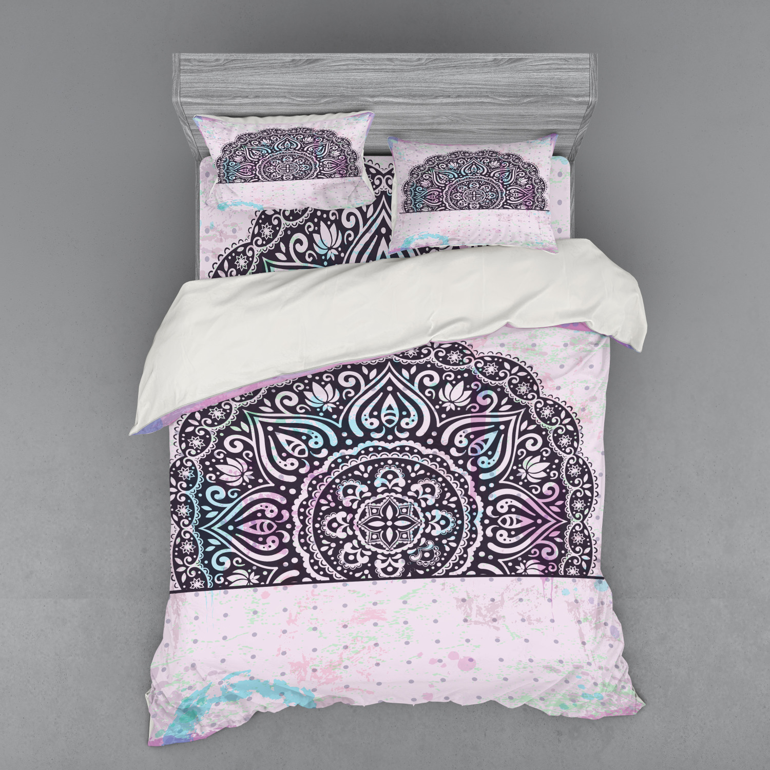 Ambesonne Mandala Bedding Set Duvet Cover Sham Fitted Sheet in 3 Sizes