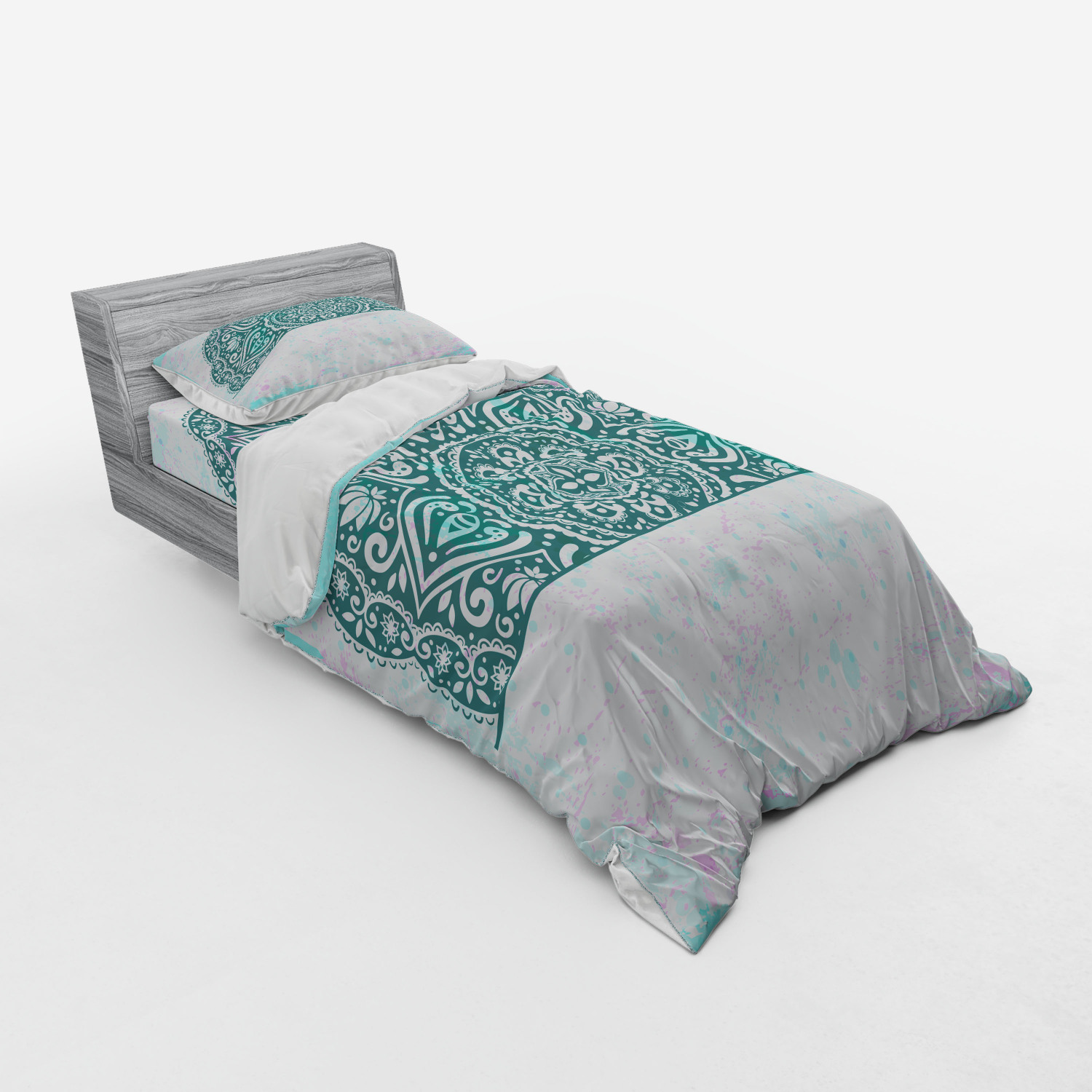 Ambesonne Mandala Bedding Set Duvet Cover Sham Fitted Sheet in 3 Sizes