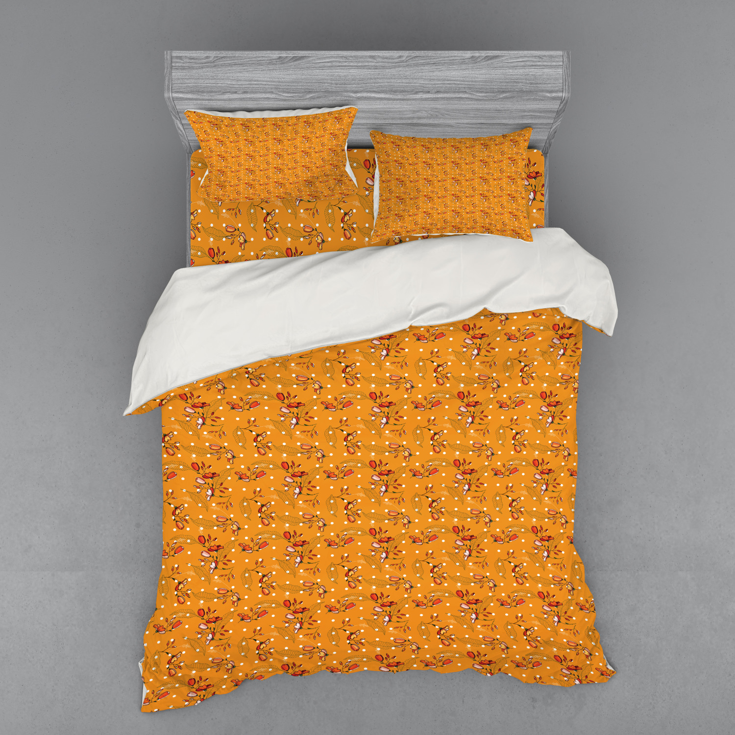 Ambesonne Orange Bedding Set Duvet Cover Sham Fitted Sheet in 3 Sizes
