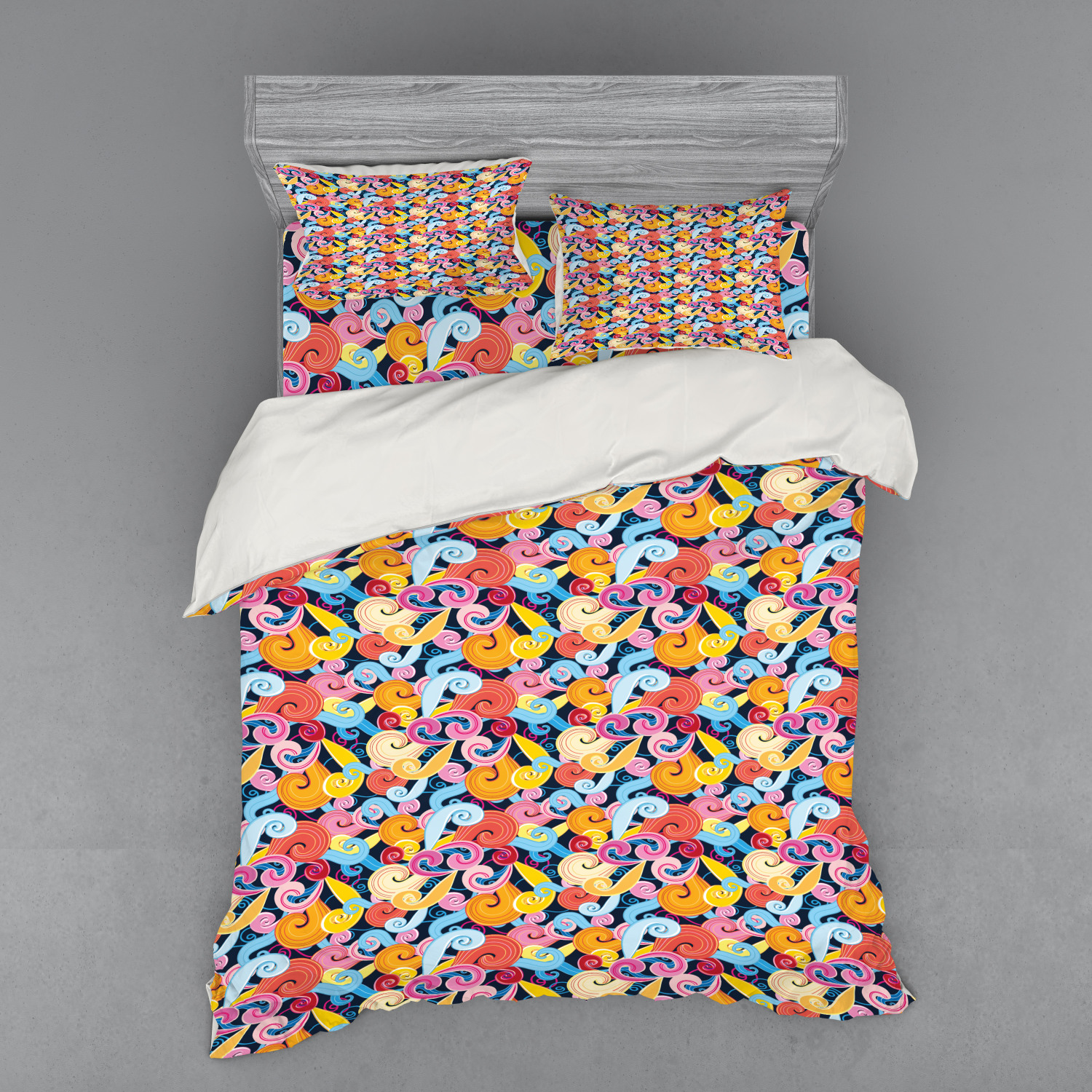 Ambesonne Pastel Design Bedding Set Duvet Cover Sham Fitted Sheet in 3 Sizes - Picture 215 of 236