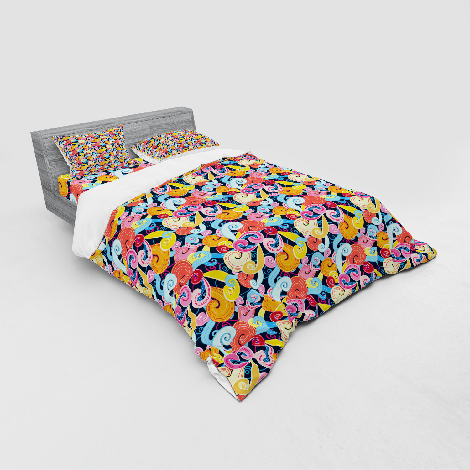 Ambesonne Pastel Design Bedding Set Duvet Cover Sham Fitted Sheet in 3 Sizes - Picture 216 of 236