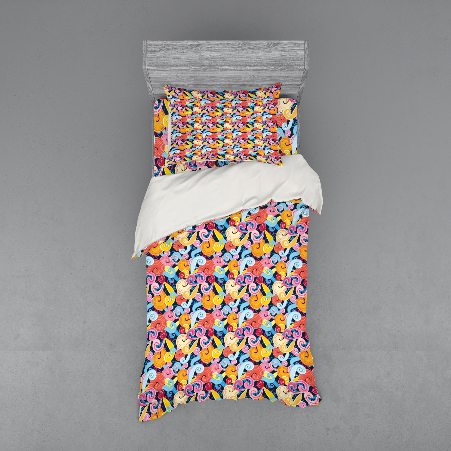 Ambesonne Pastel Design Bedding Set Duvet Cover Sham Fitted Sheet in 3 Sizes - Picture 213 of 236