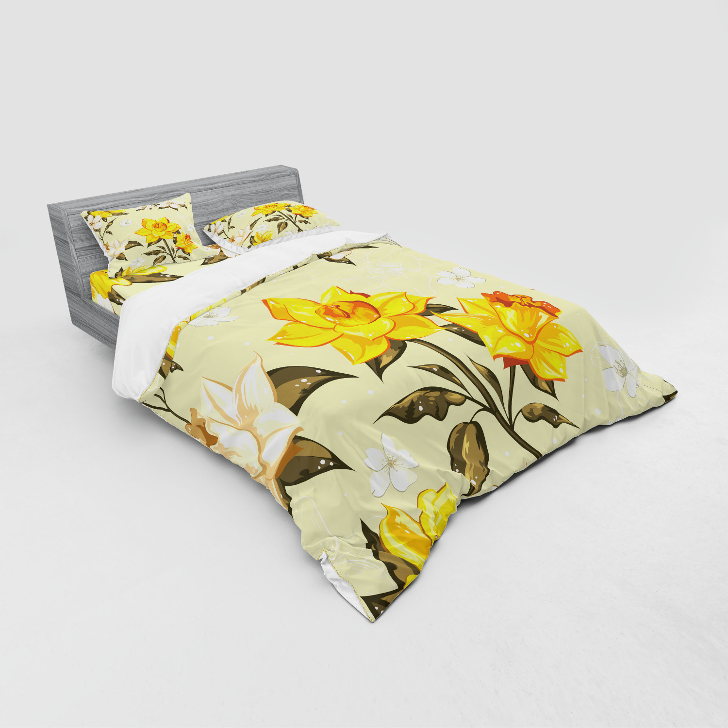 Ambesonne Spring Bedding Set Duvet Cover Sham Fitted Sheet in 3 Sizes - Picture 60 of 240