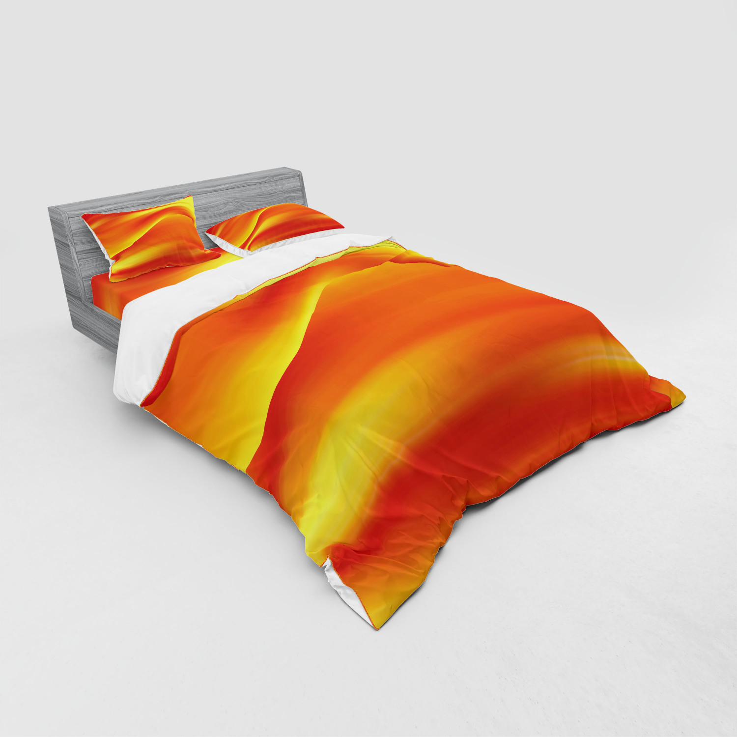 Ambesonne Orange Bedding Set Duvet Cover Sham Fitted Sheet in 3 Sizes