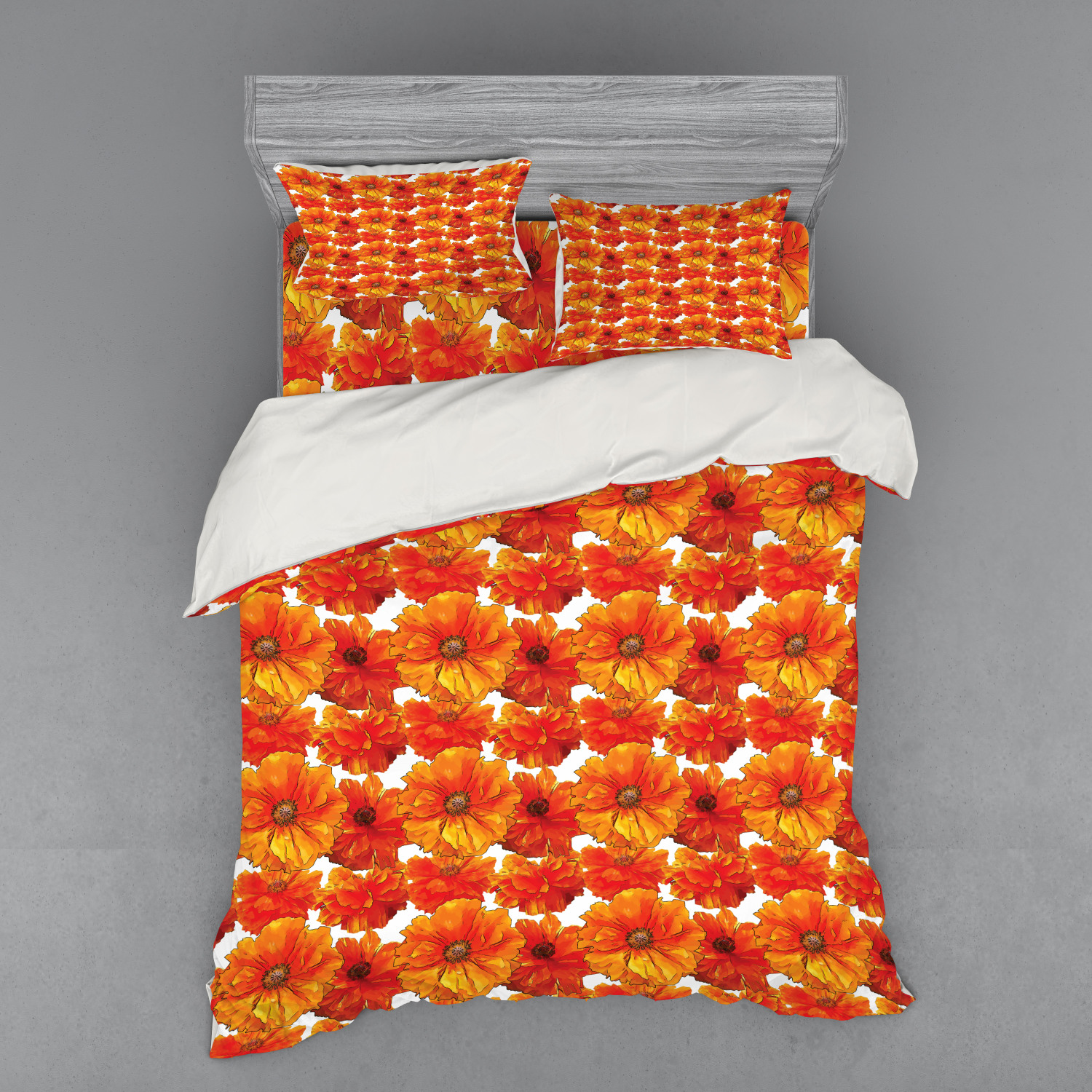 Ambesonne Orange Bedding Set Duvet Cover Sham Fitted Sheet in 3 Sizes