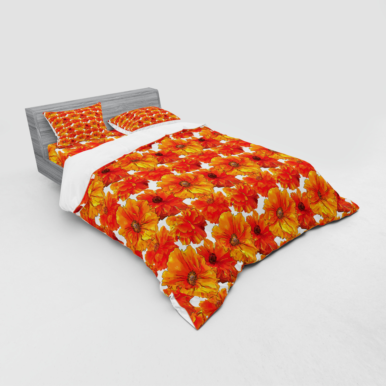 Ambesonne Orange Bedding Set Duvet Cover Sham Fitted Sheet in 3 Sizes