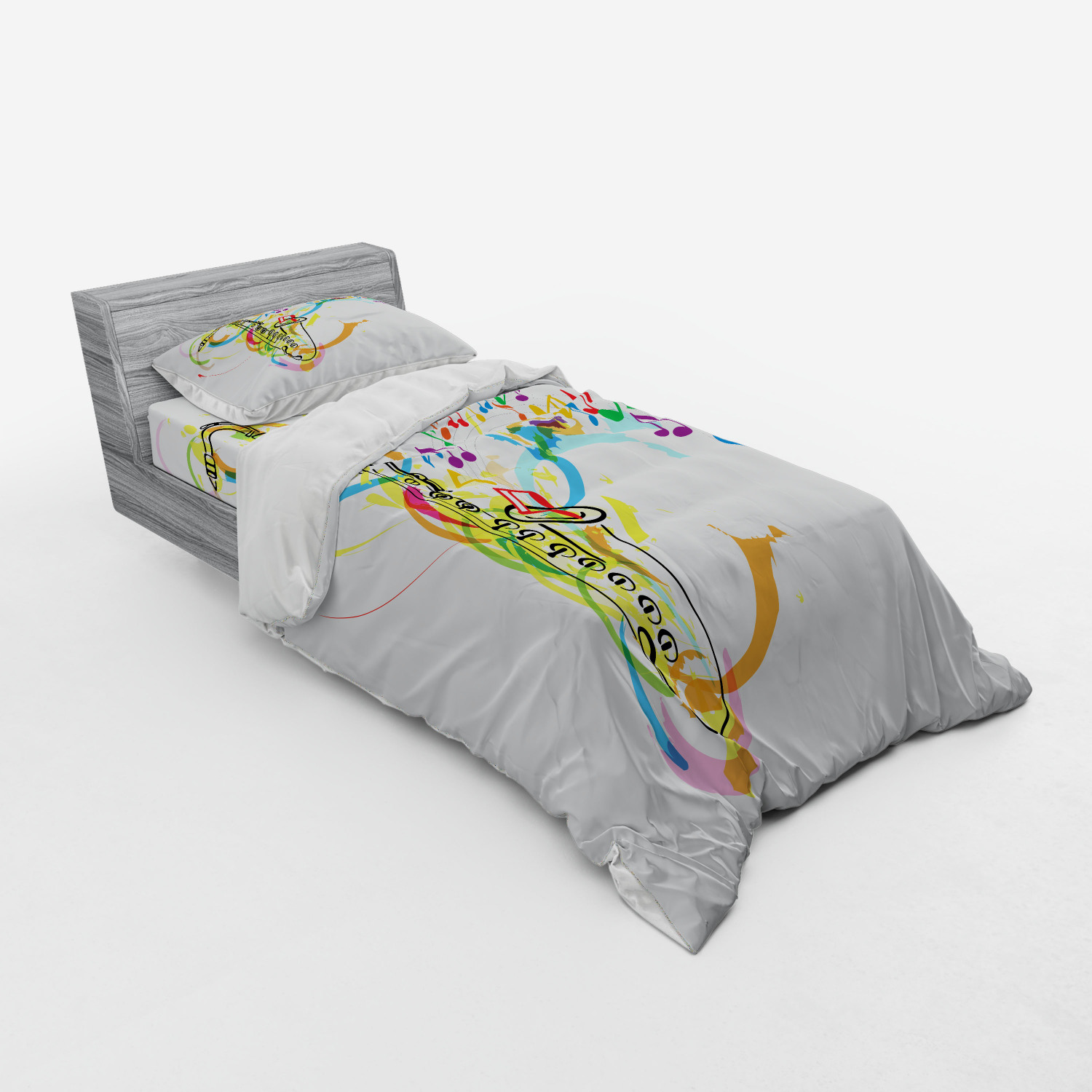 Ambesonne Colorful Theme Bedding Set Duvet Cover Sham Fitted Sheet in 3 Sizes