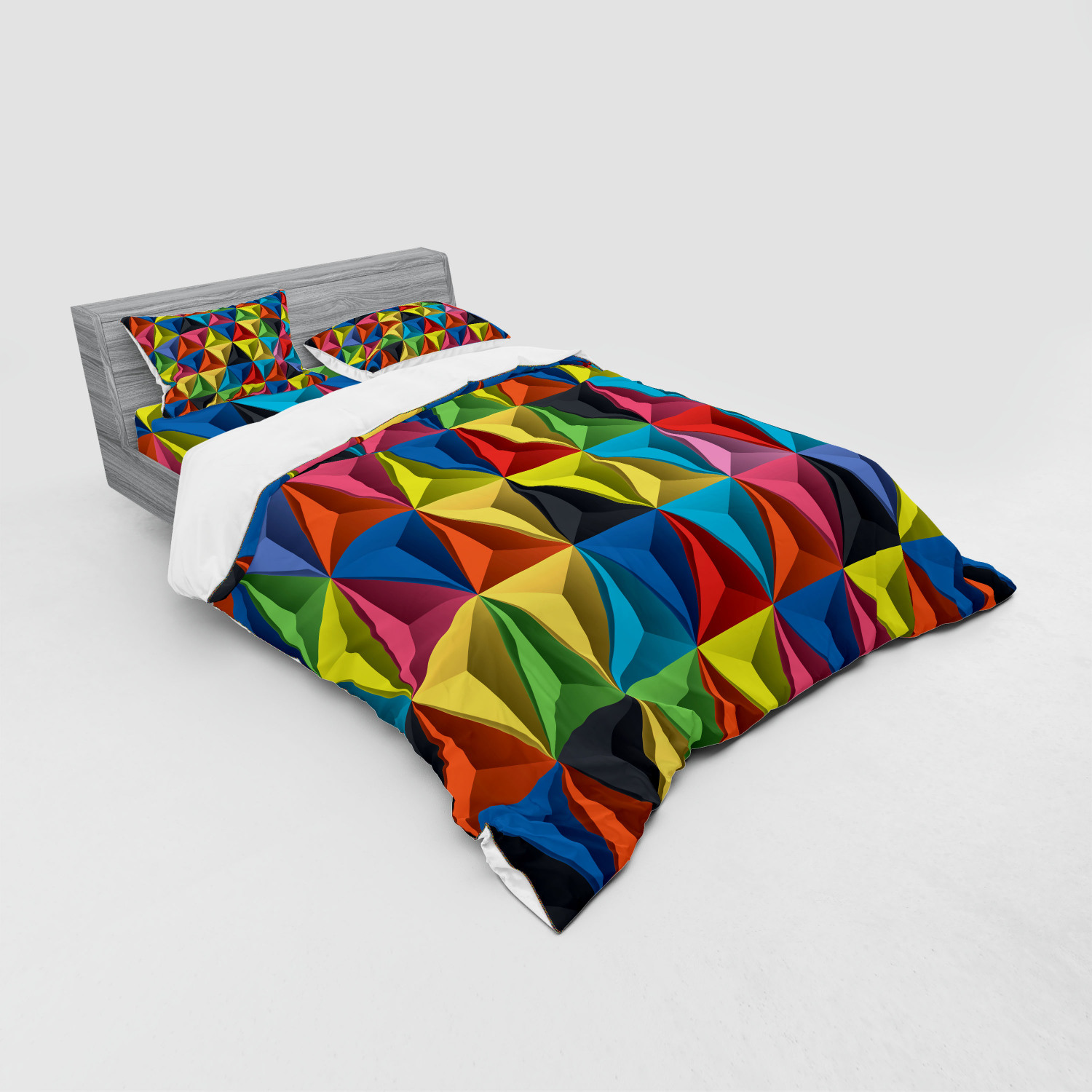 Ambesonne Colorful Theme Bedding Set Duvet Cover Sham Fitted Sheet in 3 Sizes