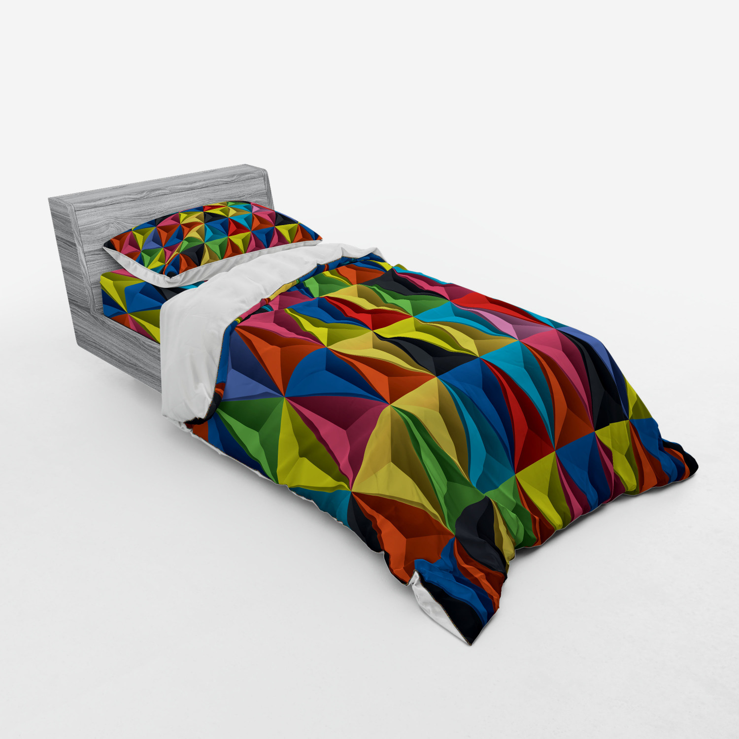 Ambesonne Colorful Theme Bedding Set Duvet Cover Sham Fitted Sheet in 3 Sizes