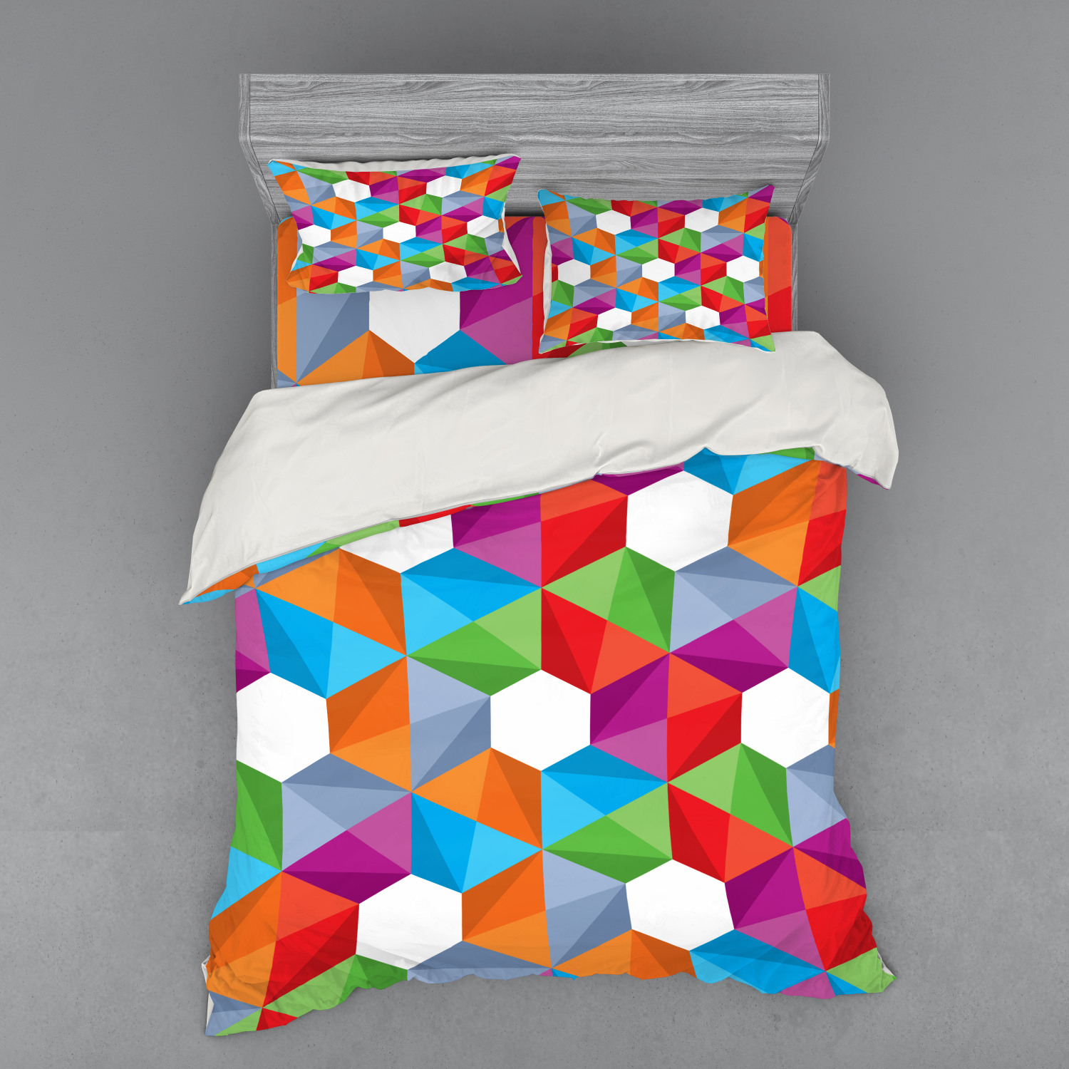 Ambesonne Colorful Theme Bedding Set Duvet Cover Sham Fitted Sheet in 3 Sizes