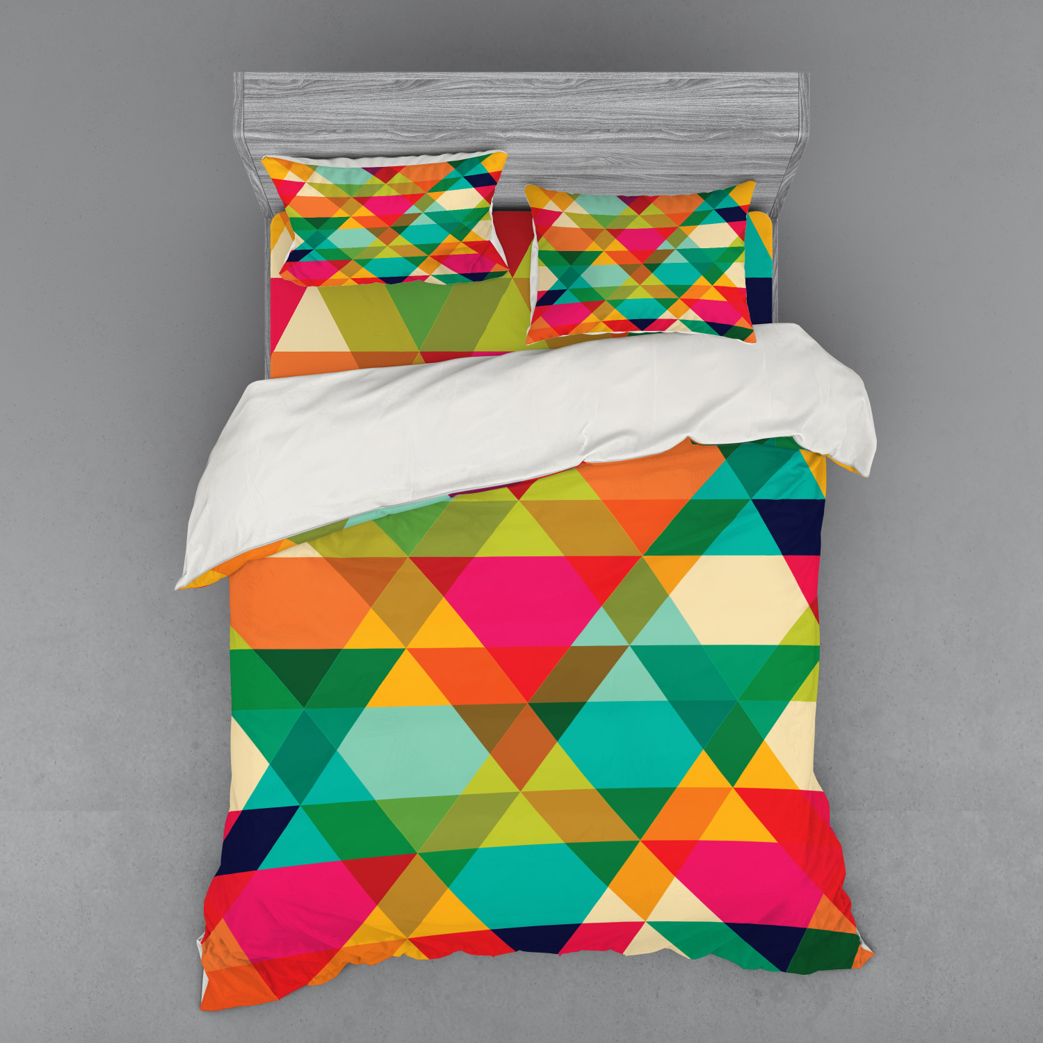 Ambesonne Colorful Theme Bedding Set Duvet Cover Sham Fitted Sheet in 3 Sizes