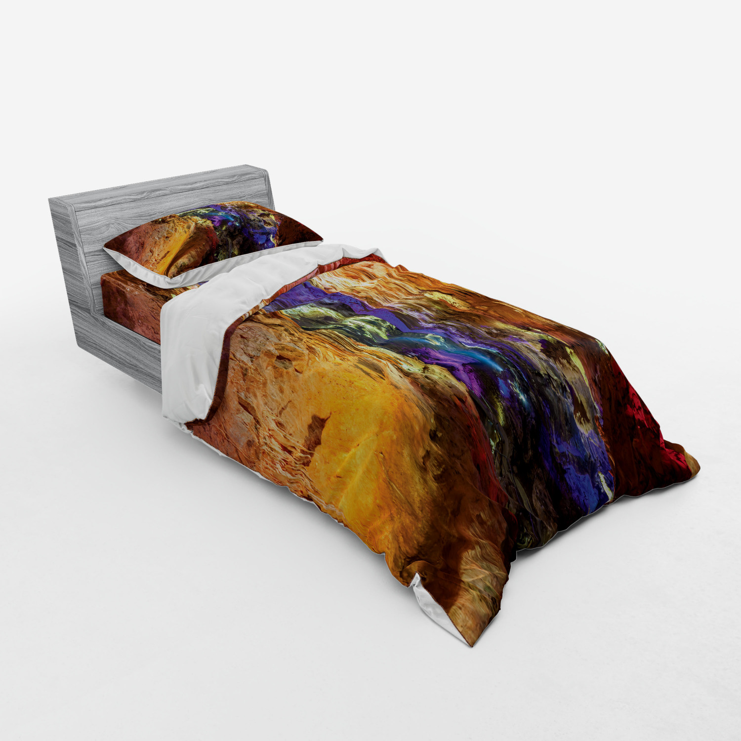 Ambesonne Colorful Theme Bedding Set Duvet Cover Sham Fitted Sheet in 3 Sizes