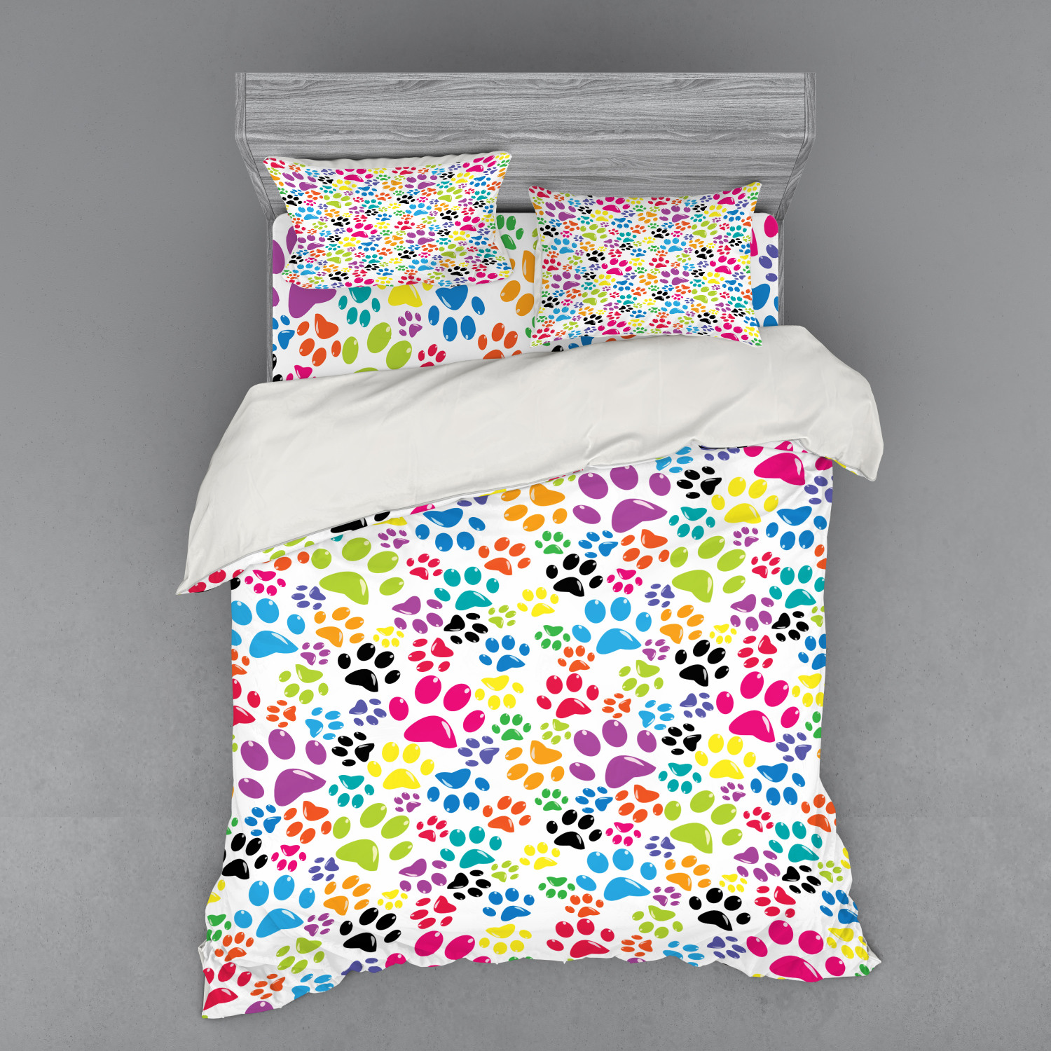 Ambesonne Colorful Theme Bedding Set Duvet Cover Sham Fitted Sheet in 3 Sizes