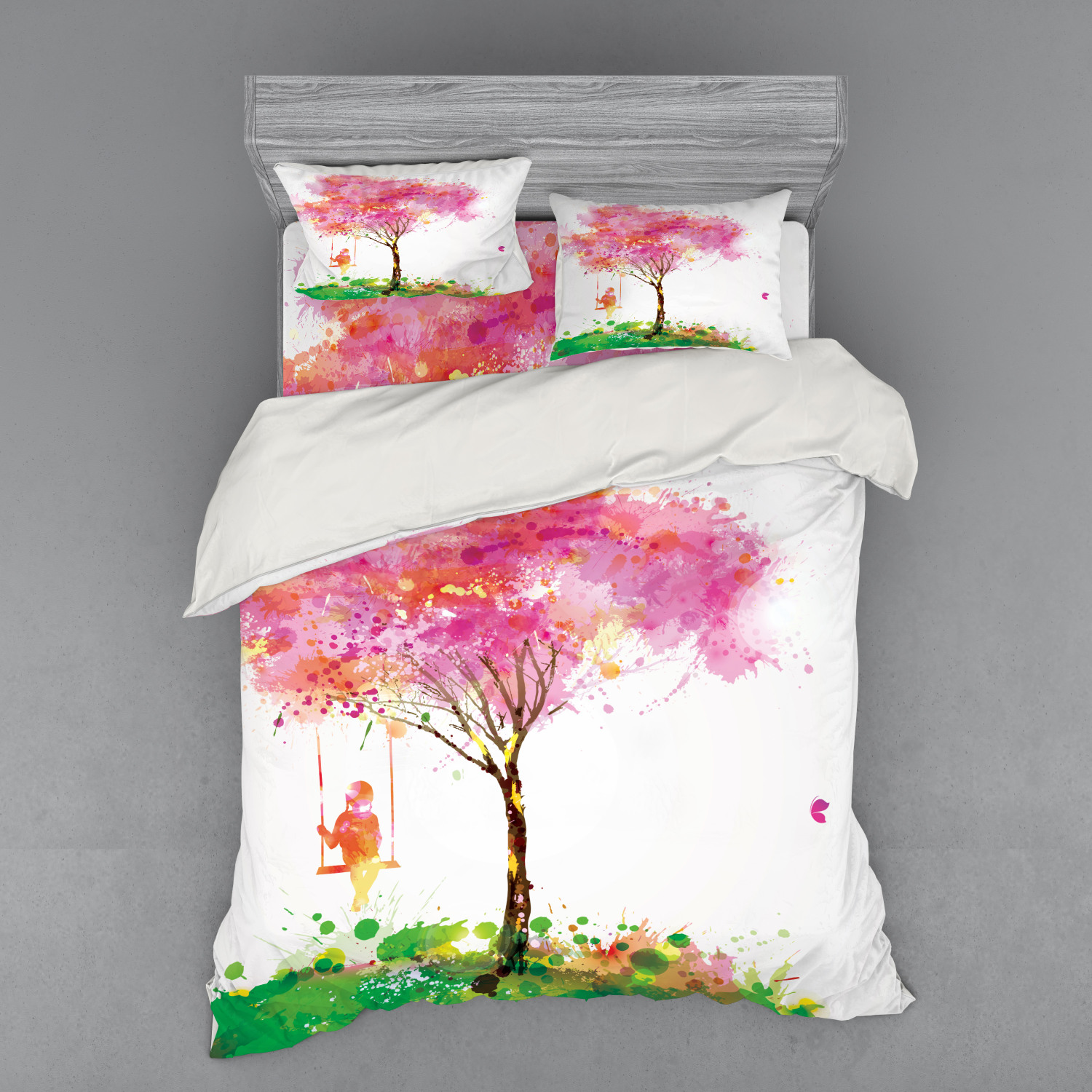 Ambesonne Colorful Theme Bedding Set Duvet Cover Sham Fitted Sheet in 3 Sizes