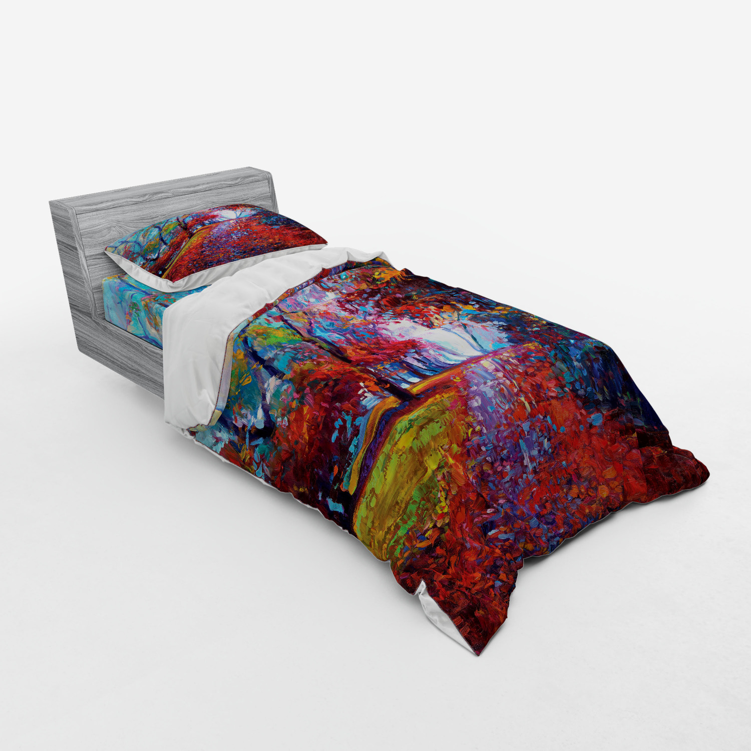 Ambesonne Colorful Theme Bedding Set Duvet Cover Sham Fitted Sheet in 3 Sizes