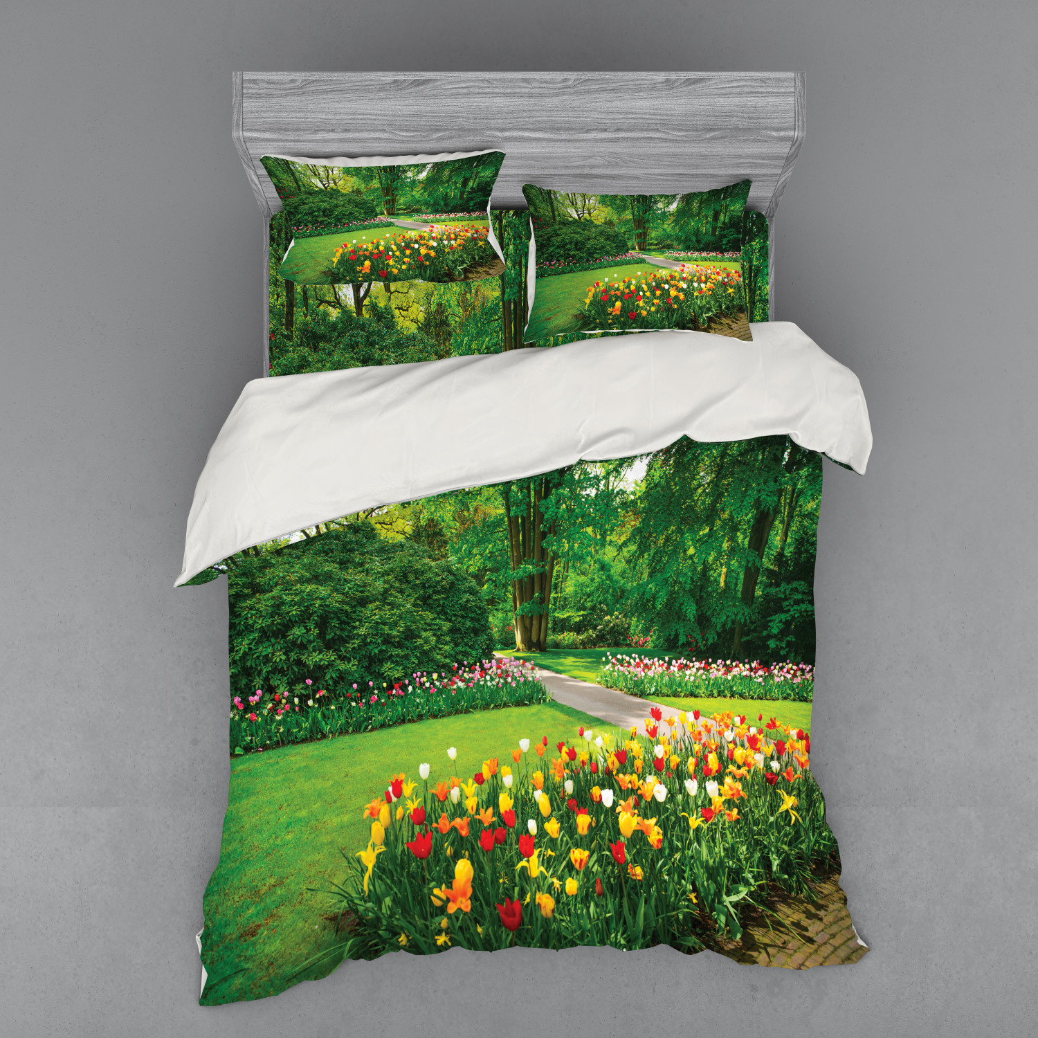 Ambesonne Spring Bedding Set Duvet Cover Sham Fitted Sheet in 3 Sizes - Picture 103 of 240