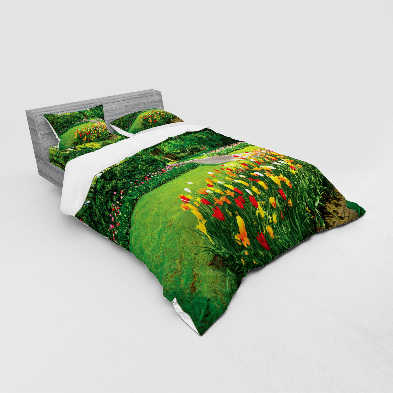 Ambesonne Spring Bedding Set Duvet Cover Sham Fitted Sheet in 3 Sizes - Picture 104 of 240