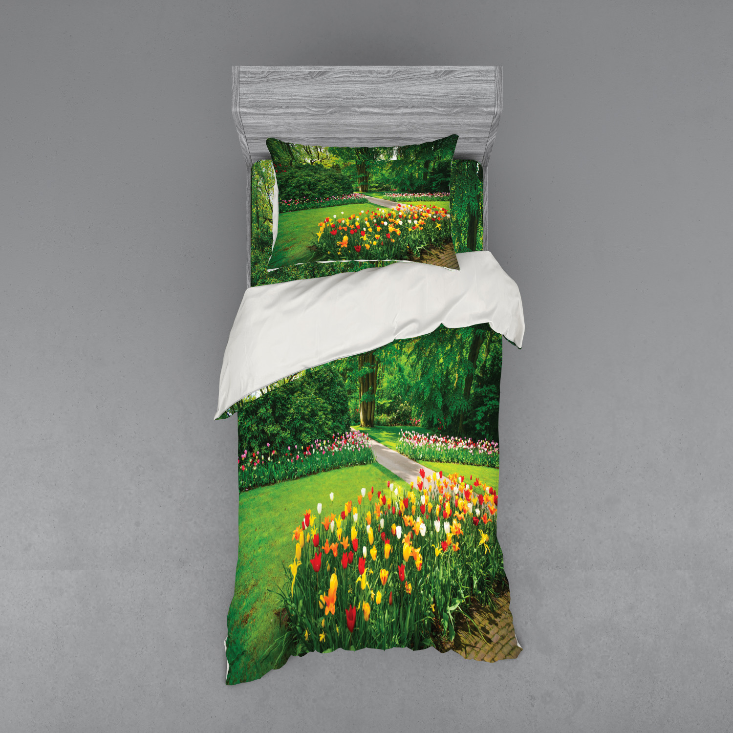 Ambesonne Spring Bedding Set Duvet Cover Sham Fitted Sheet in 3 Sizes - Picture 101 of 240