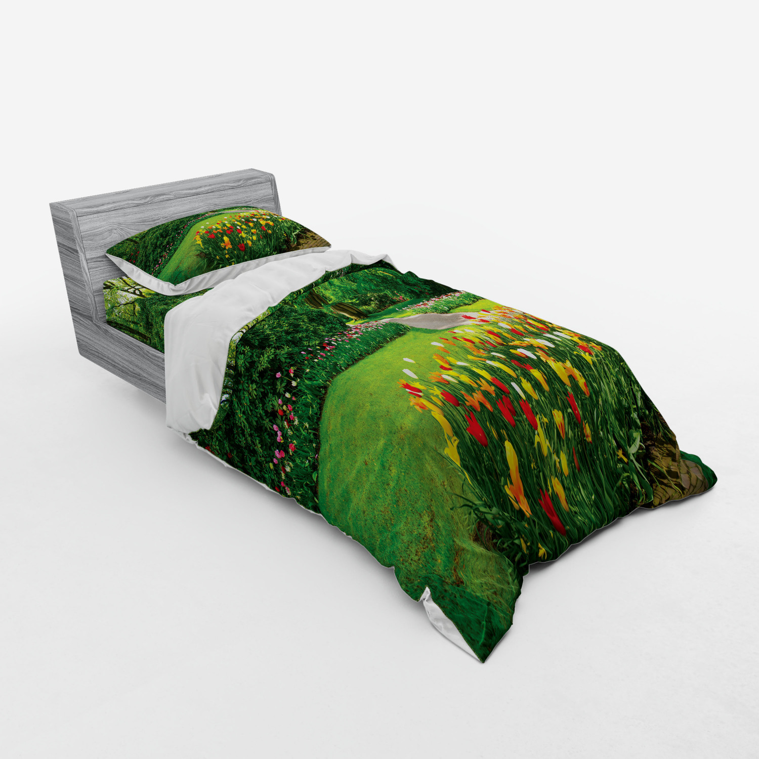 Ambesonne Spring Bedding Set Duvet Cover Sham Fitted Sheet in 3 Sizes - Picture 102 of 240